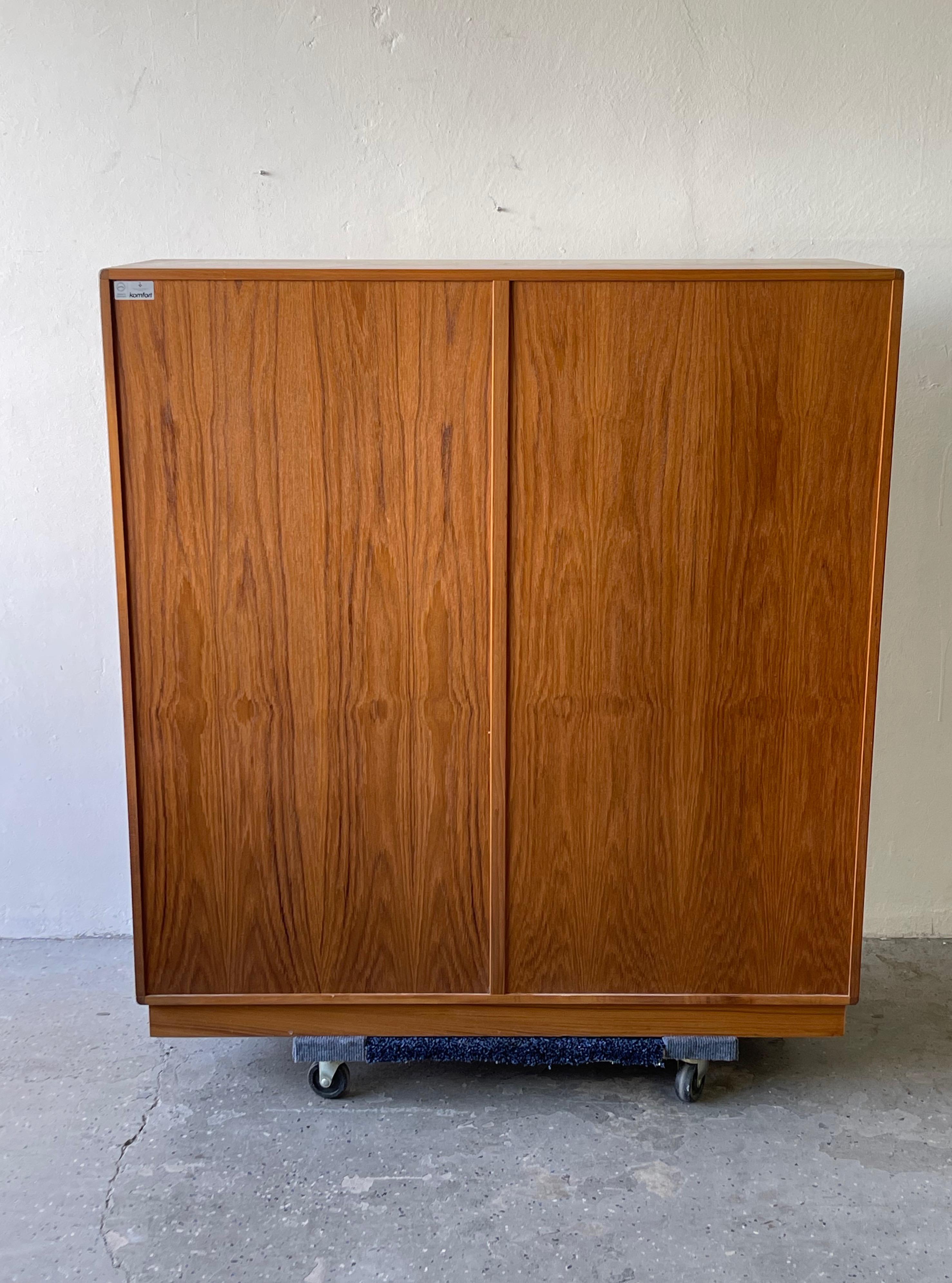 Large Danish Mid-Century Modern Teak Wardrobe Gentleman’s Chest Dresser 1