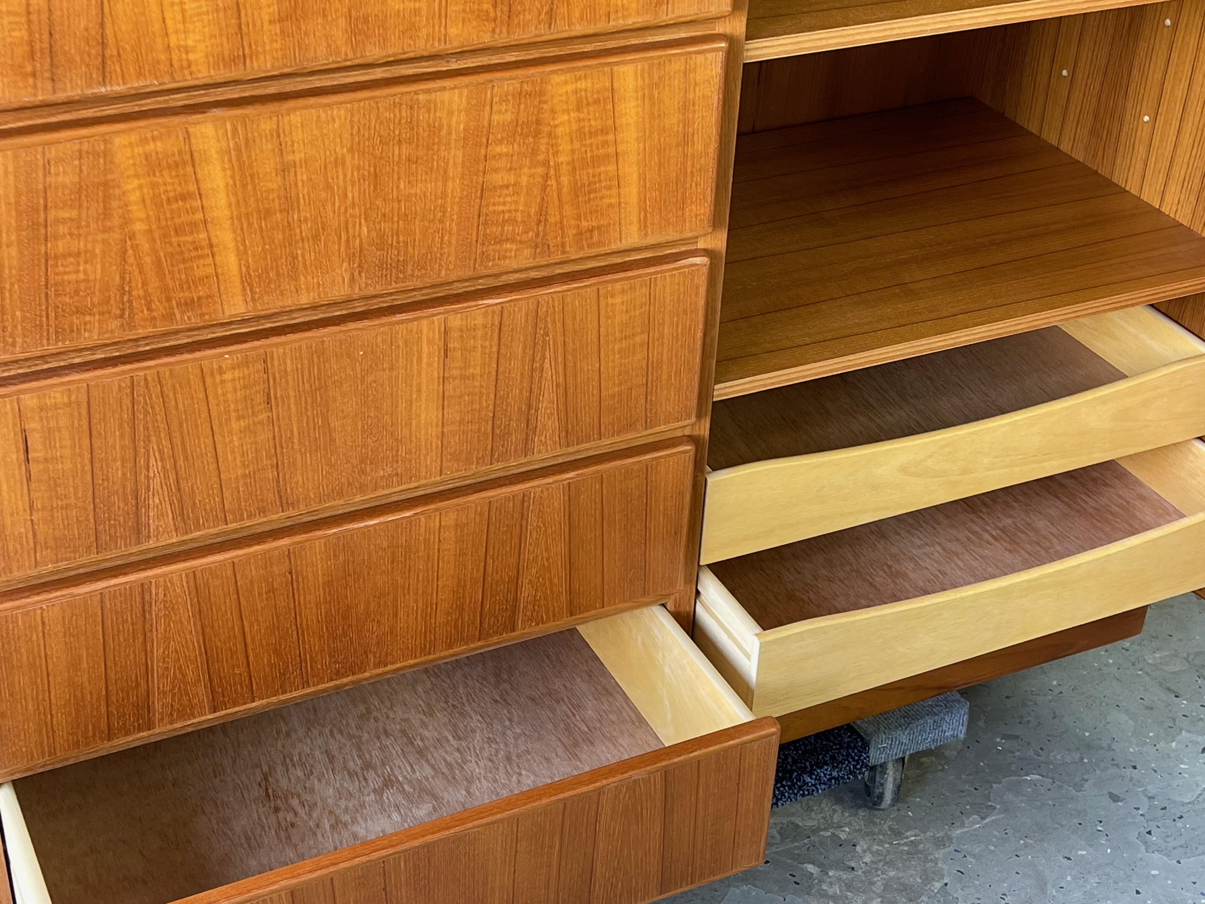 Large Danish Mid-Century Modern Teak Wardrobe Gentleman’s Chest Dresser 2