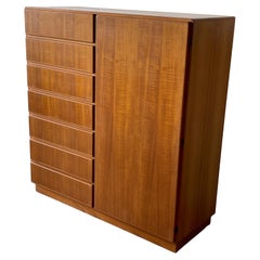 Vintage Large Danish Mid-Century Modern Teak Wardrobe Gentleman’s Chest Dresser