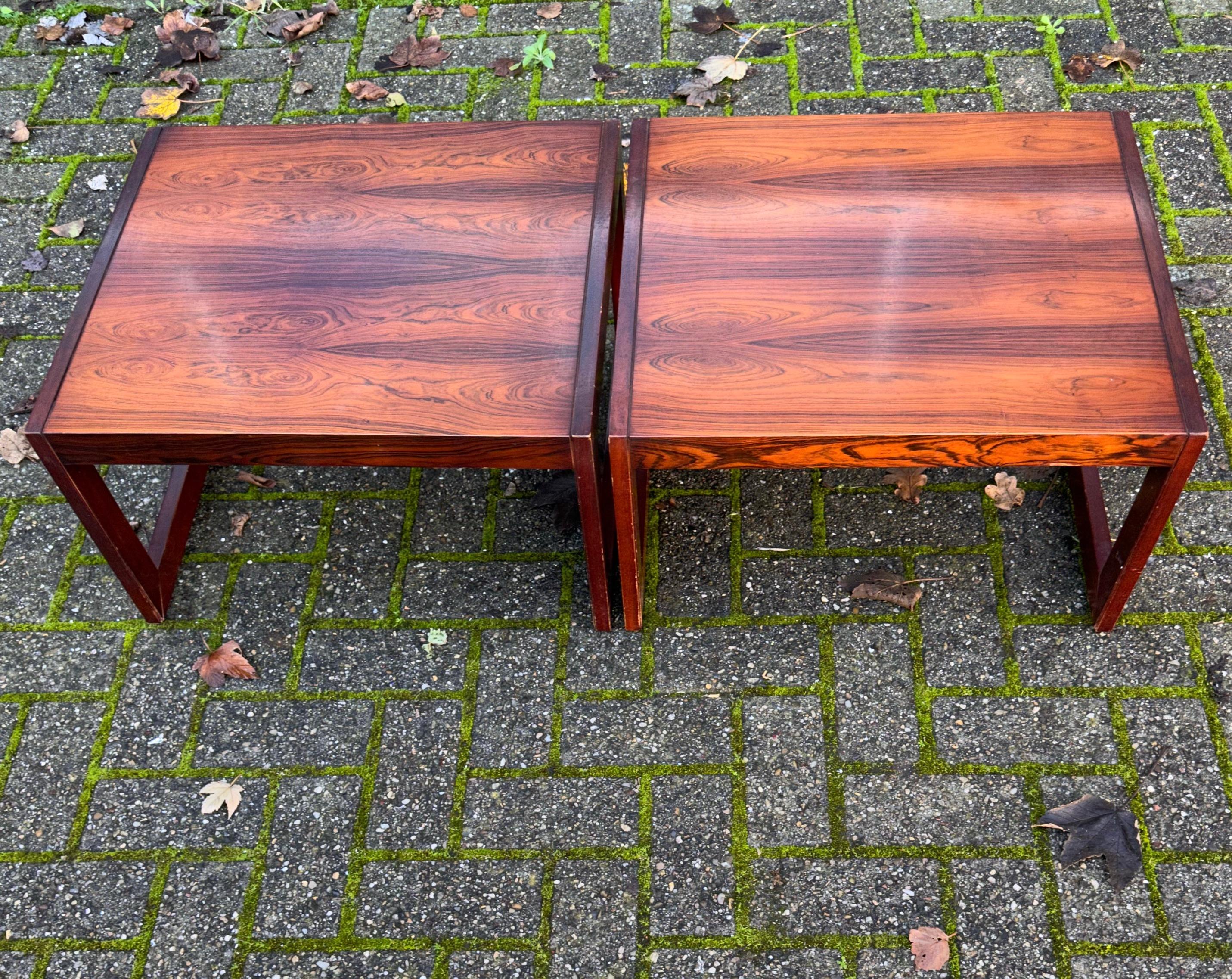 Large Danish Mid-Century Modern Wooden Coffee Nest of table Set / End Tables For Sale 7