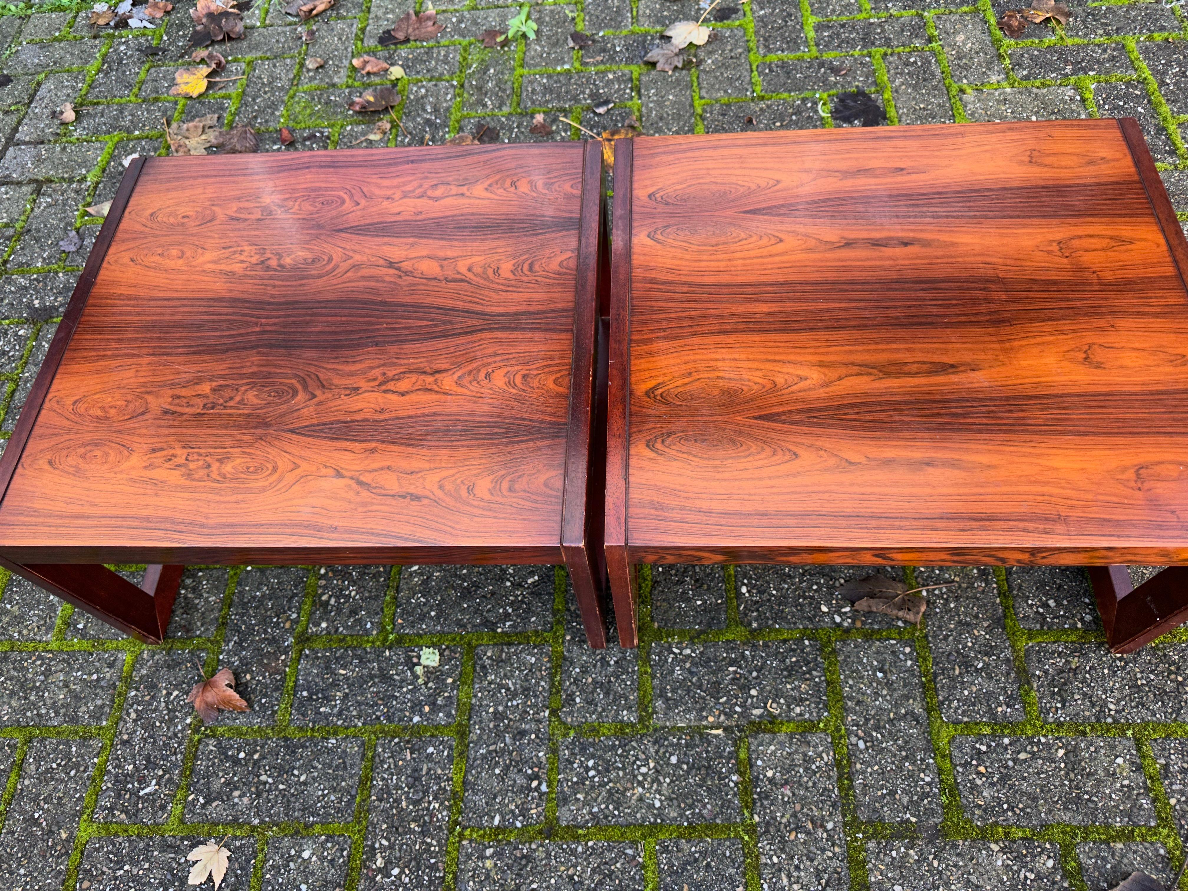 Large Danish Mid-Century Modern Wooden Coffee Nest of table Set / End Tables For Sale 8