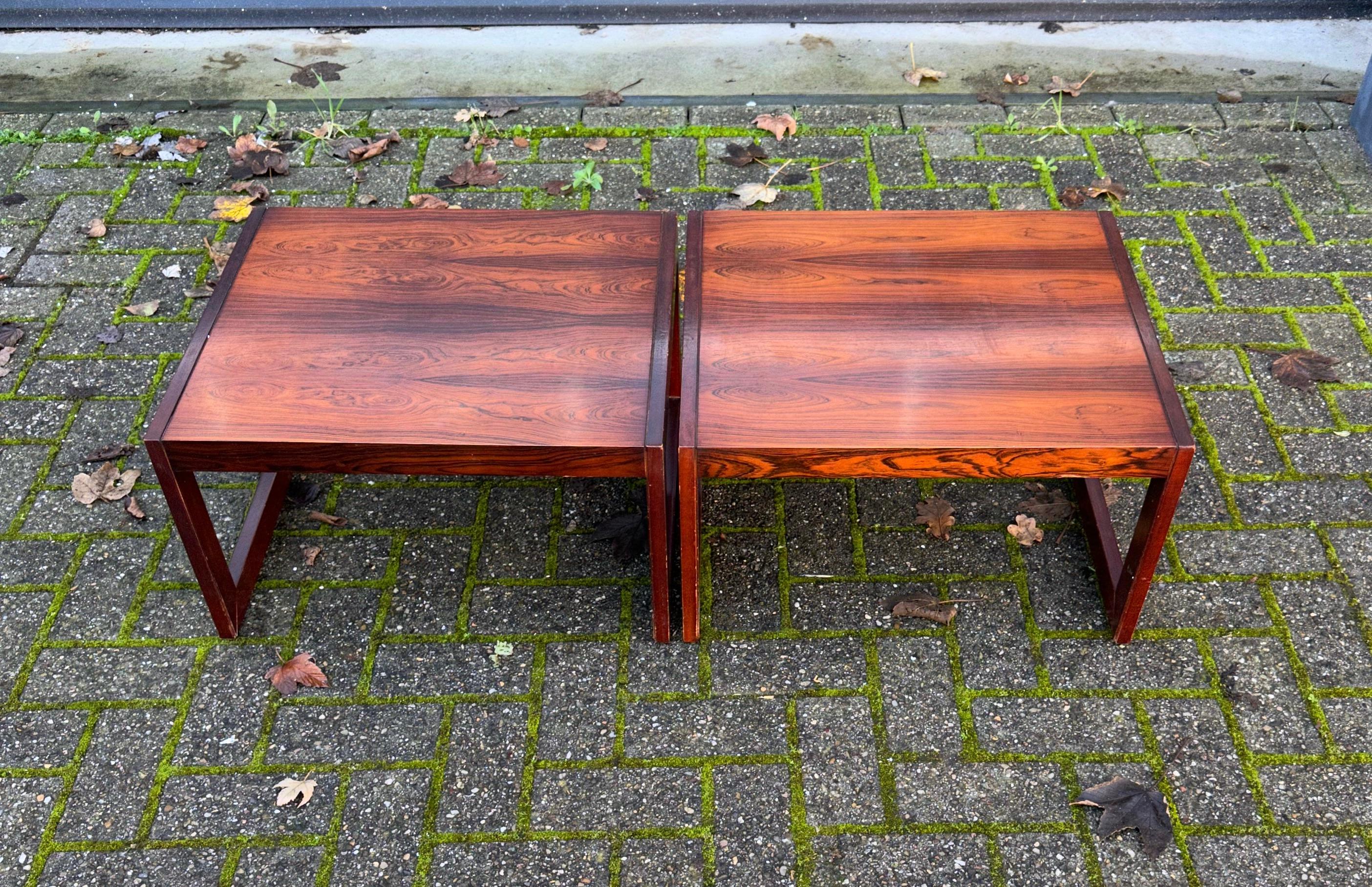 Large Danish Mid-Century Modern Wooden Coffee Nest of table Set / End Tables For Sale 10