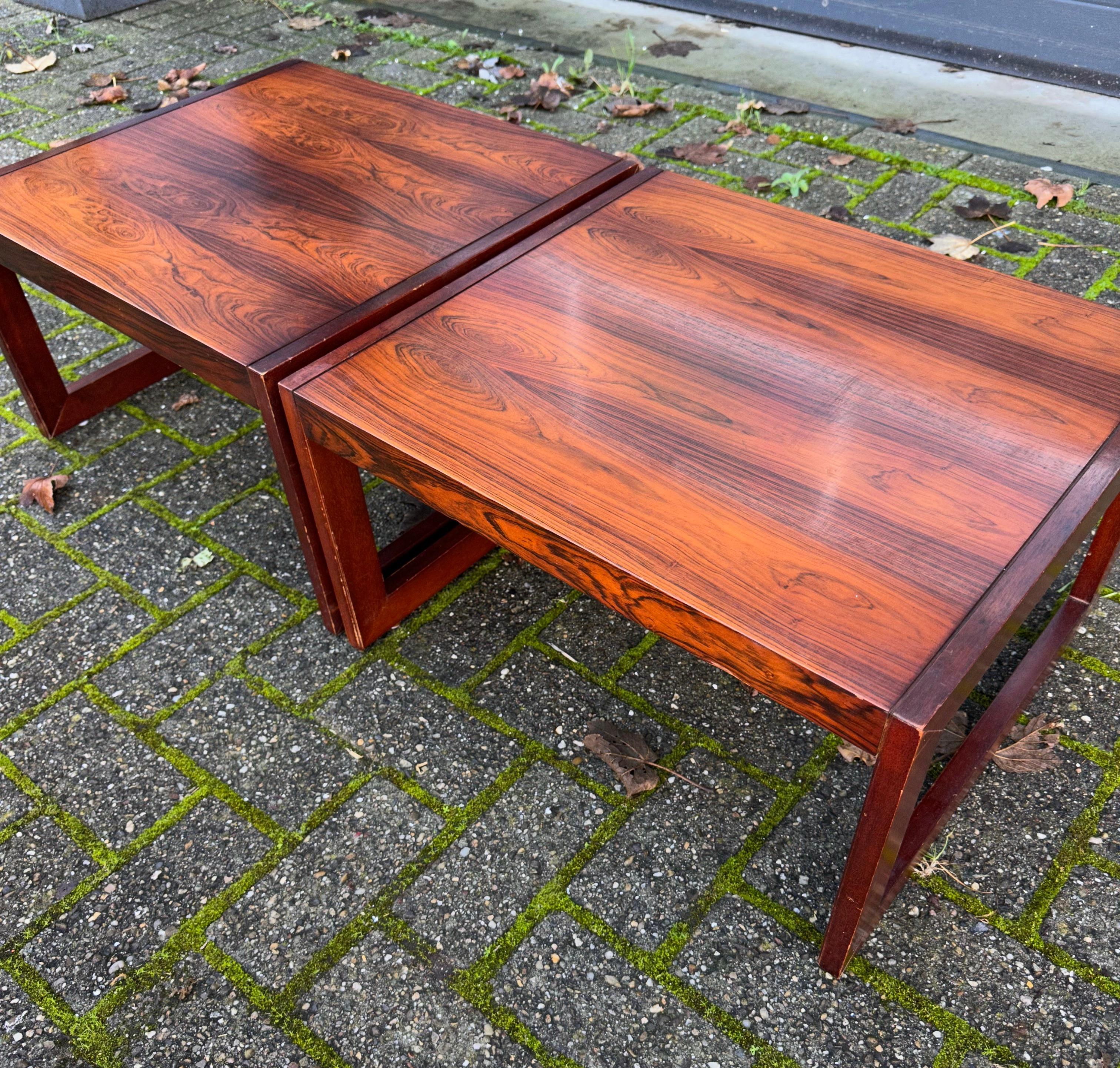 Large Danish Mid-Century Modern Wooden Coffee Nest of table Set / End Tables For Sale 2