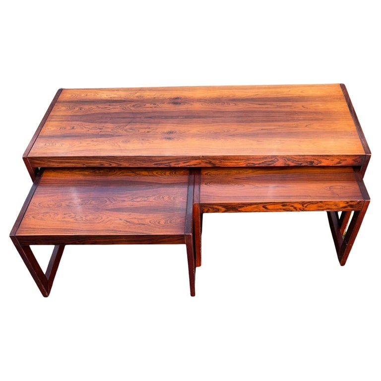 Large Danish Mid-Century Modern Wooden Coffee Nest of table Set