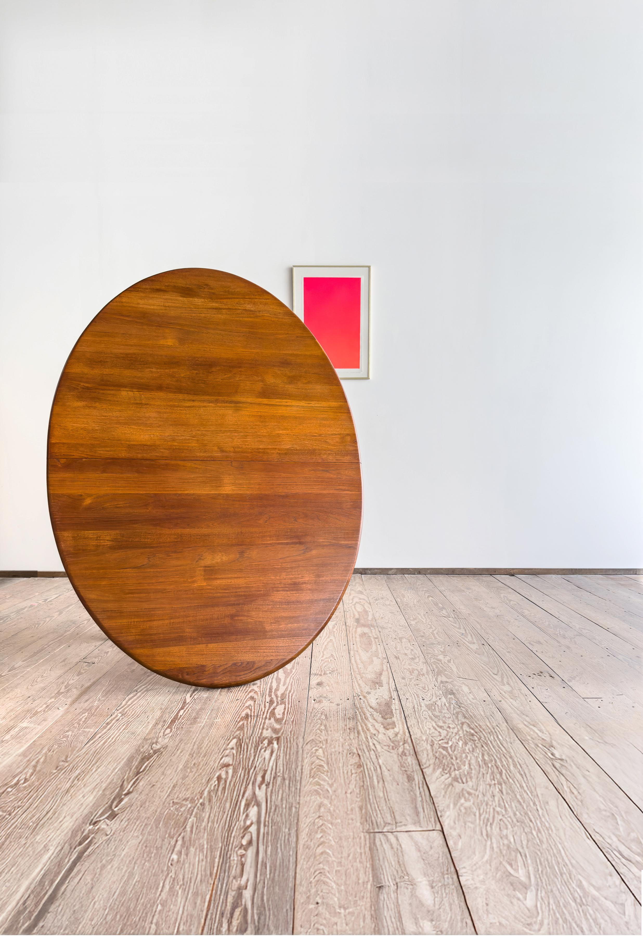 Hand-Carved Large Danish Mid-Century Oval Dining Table in Teak, Extendable, Denmark, 1960s For Sale