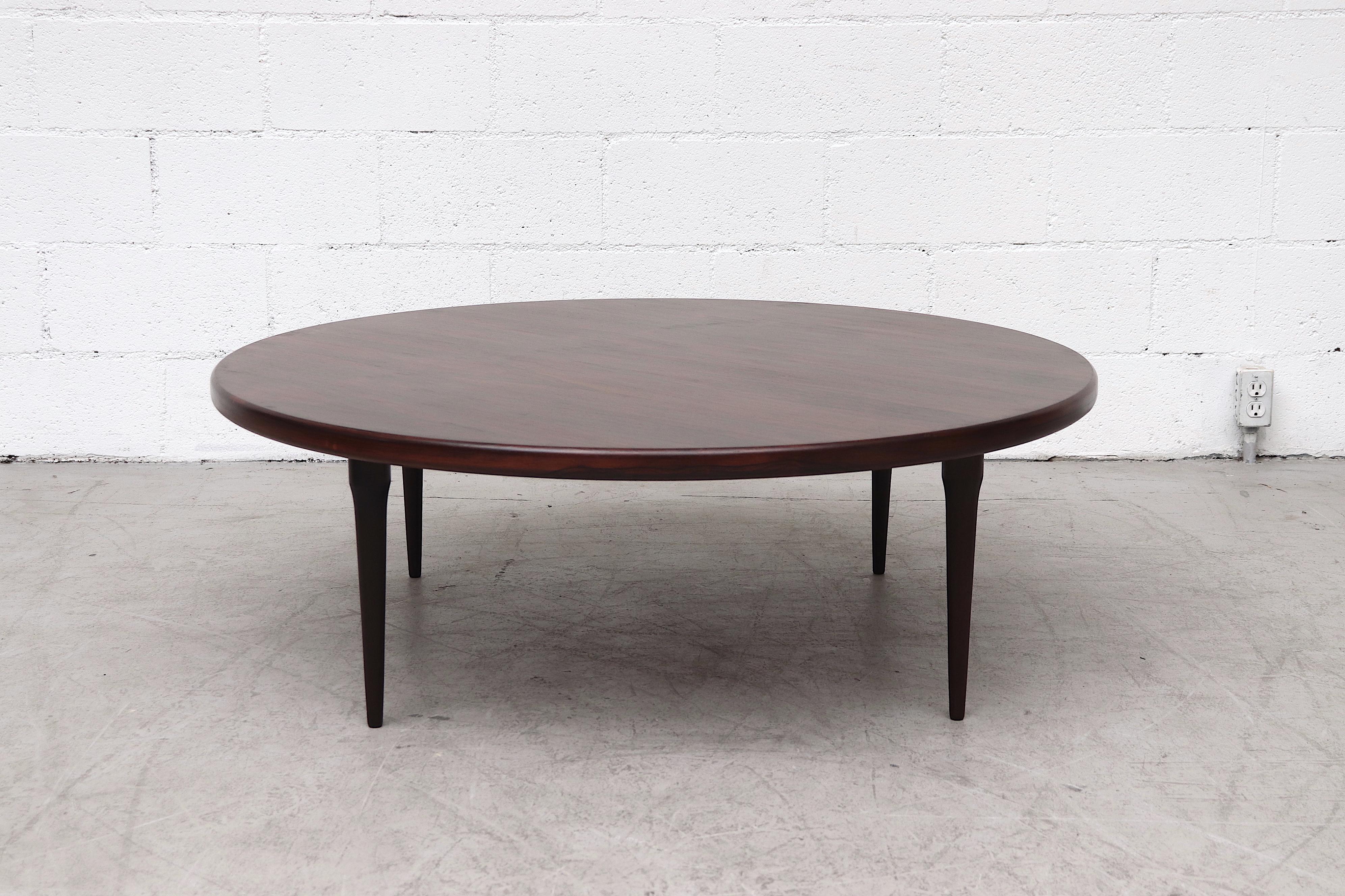 Mid-Century Modern Ole Wanscher Style Large Round Danish Mid-Century Rosewood Coffee Table
