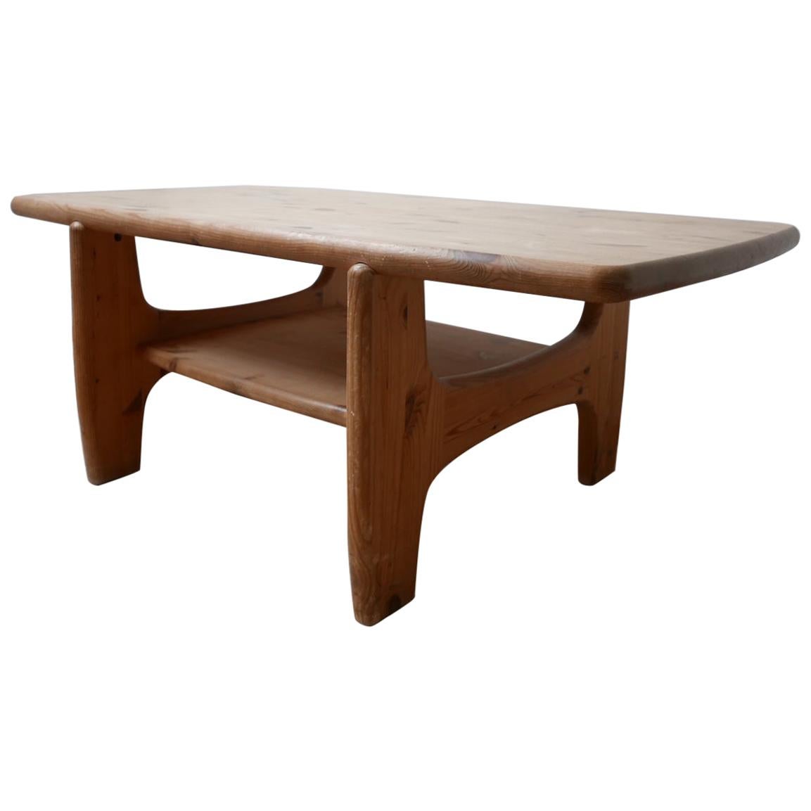 Large Danish Midcentury Free Form Pine Coffee Table