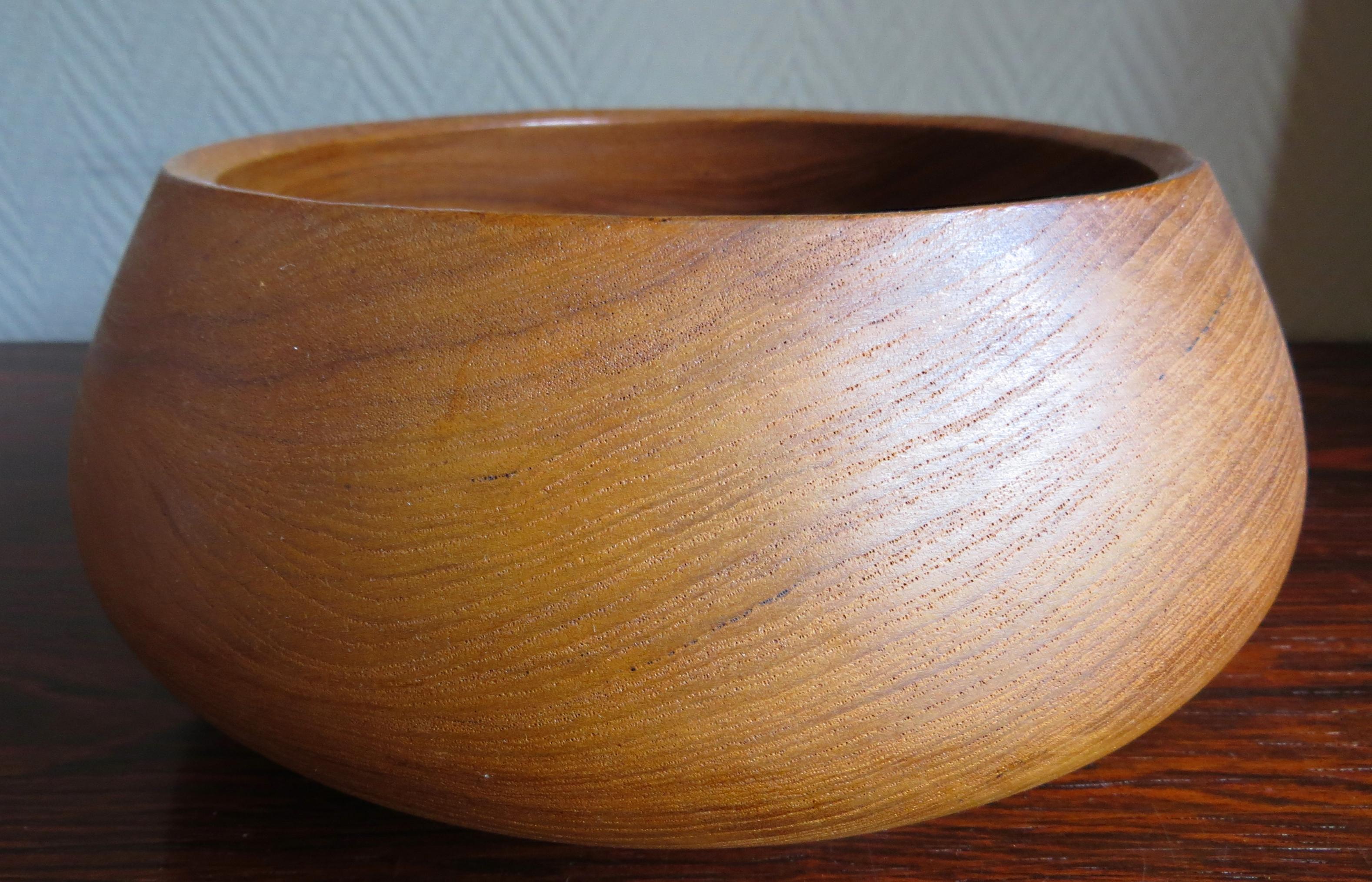 Scandinavian Modern Large Danish Midcentury Hand Moulded & Organic Rounded Shaped Teak Bowl , 1950s For Sale