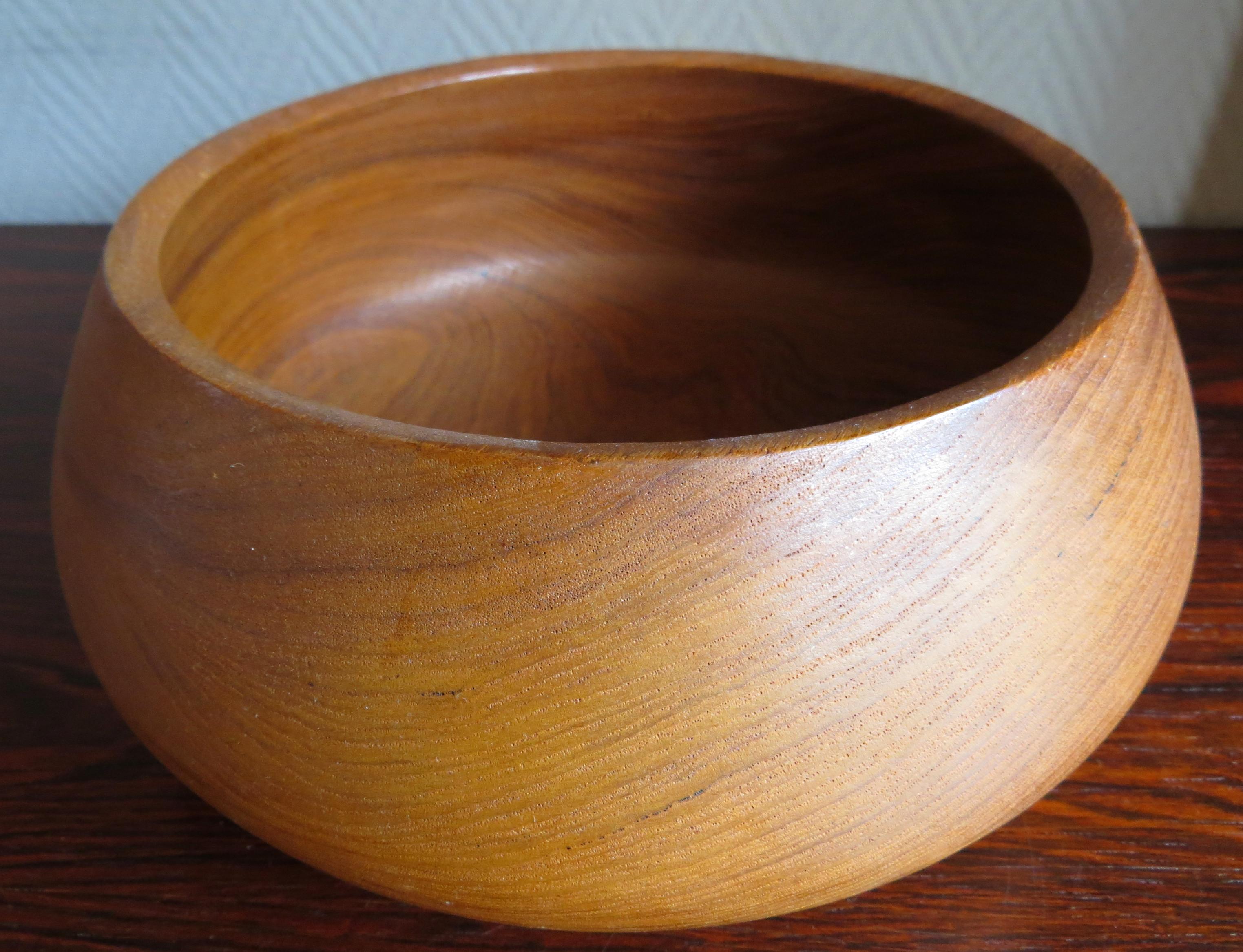 Molded Large Danish Midcentury Hand Moulded & Organic Rounded Shaped Teak Bowl , 1950s For Sale