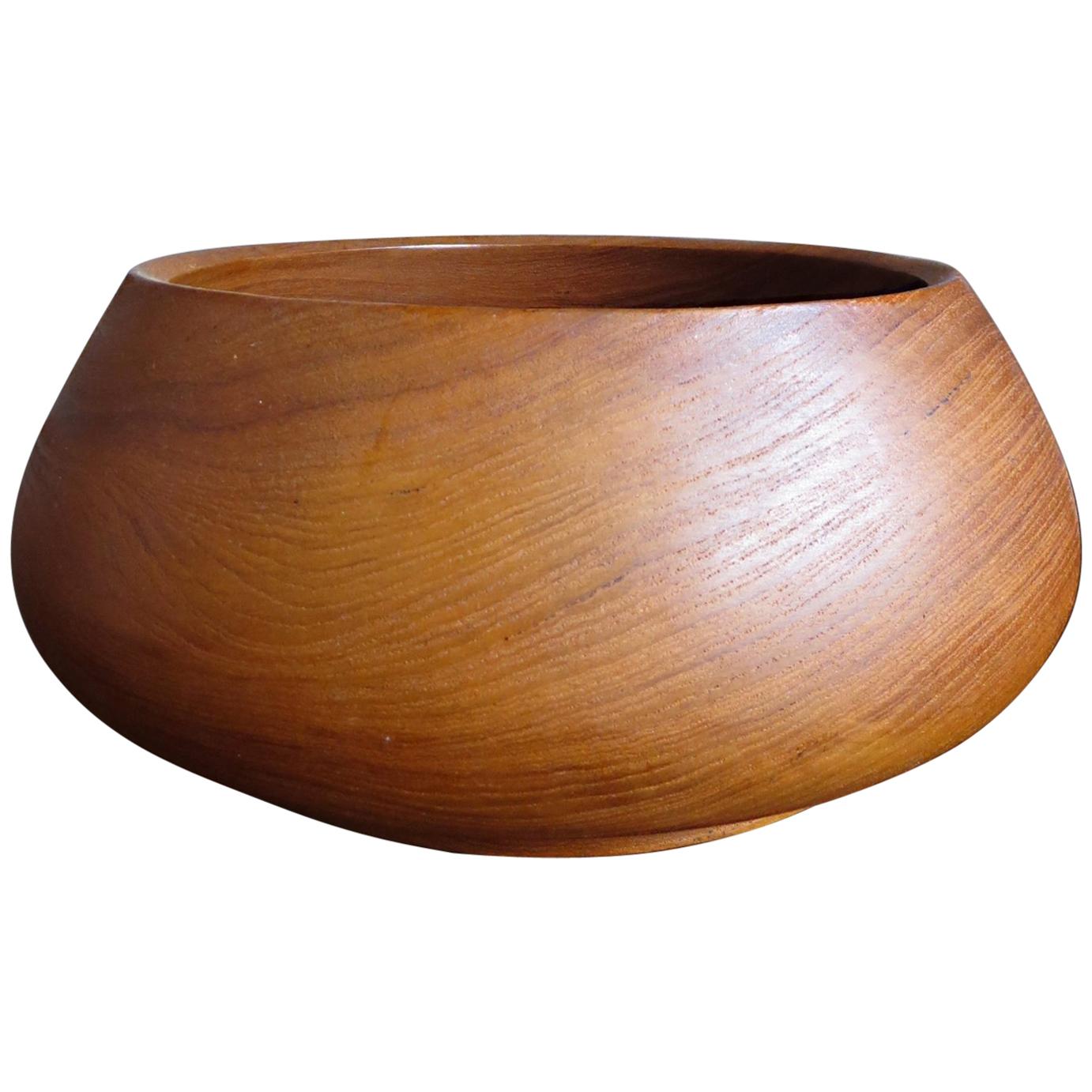 Large Danish Midcentury Hand Moulded & Organic Rounded Shaped Teak Bowl , 1950s For Sale