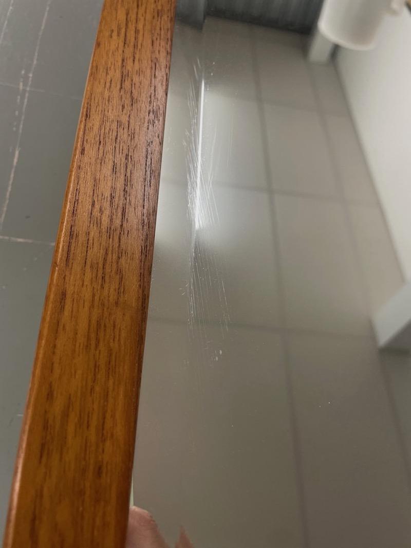 Großer dänischer Midcentury Modern Asymmetric Teak Wood Spiegel (Mitte des 20. Jahrhunderts) im Angebot