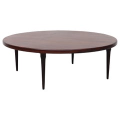 Ole Wanscher Style Large Round Danish Mid-Century Rosewood Coffee Table