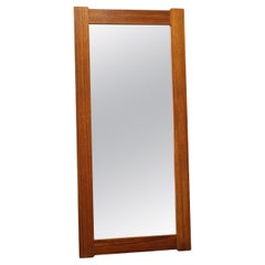 Large Danish Midcentury Teak Veneer Rectangular Wall Mirror, 1960s