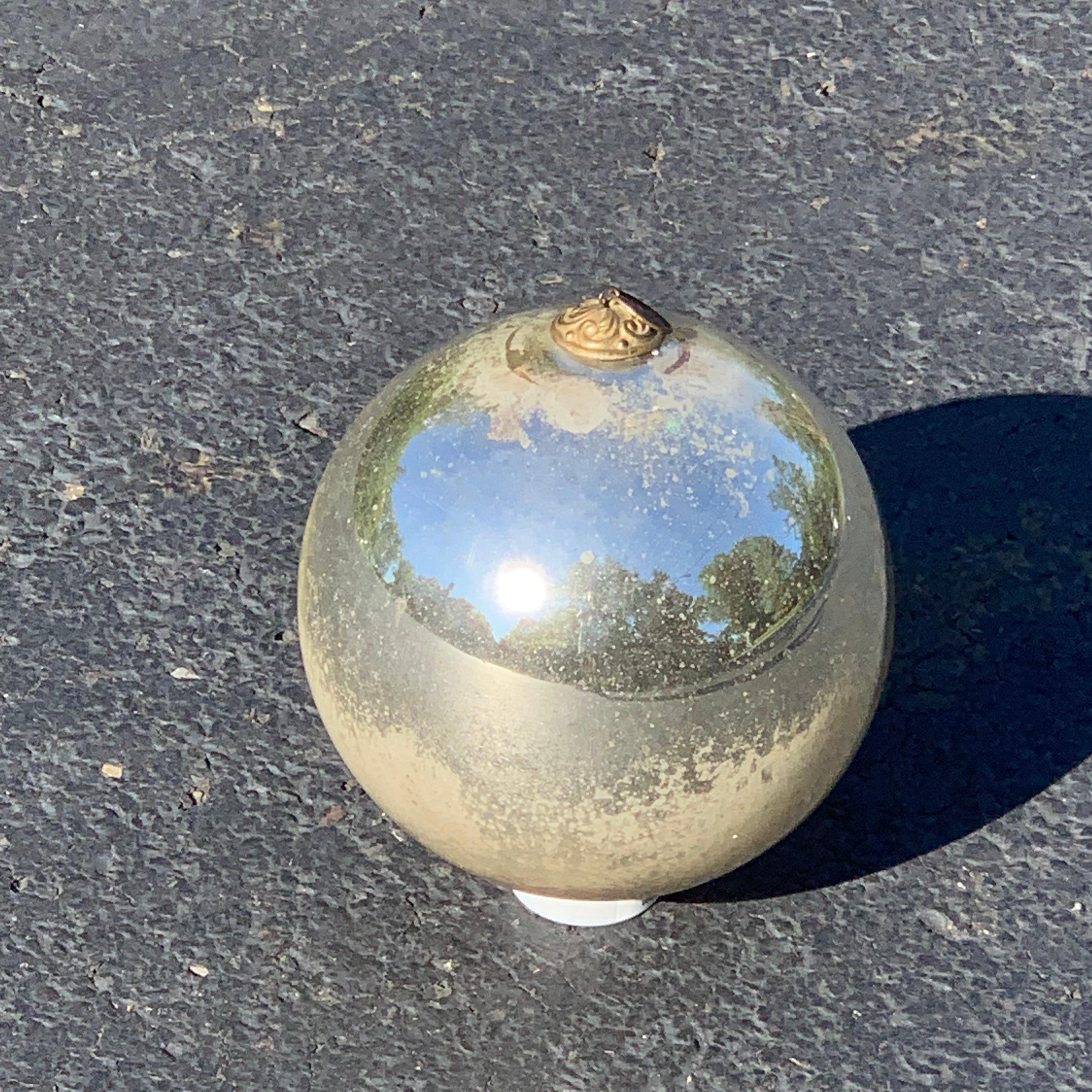 Large Danish Mirror Ball With Brass Hardware 10