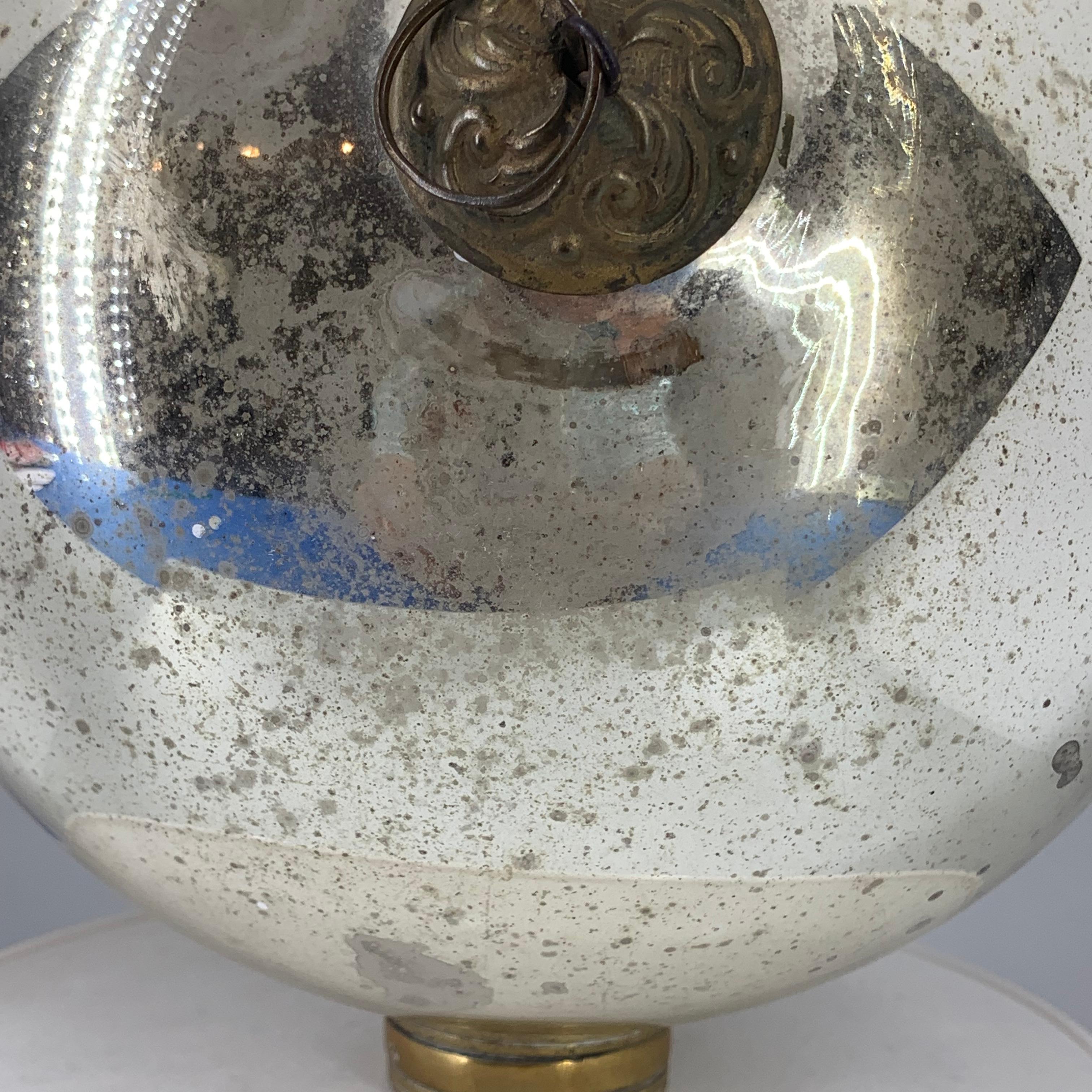 Early 20th Century Large Danish Mirror Ball With Brass Hardware