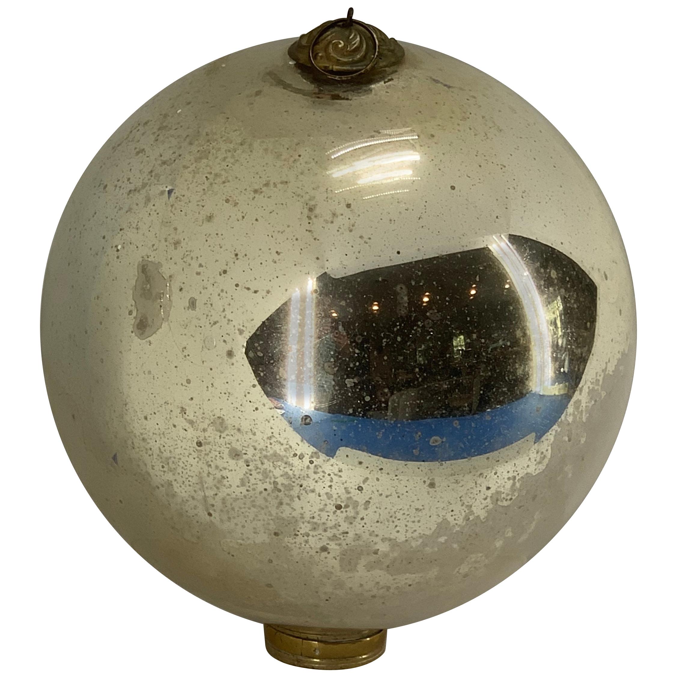 Large Danish Mirror Ball With Brass Hardware