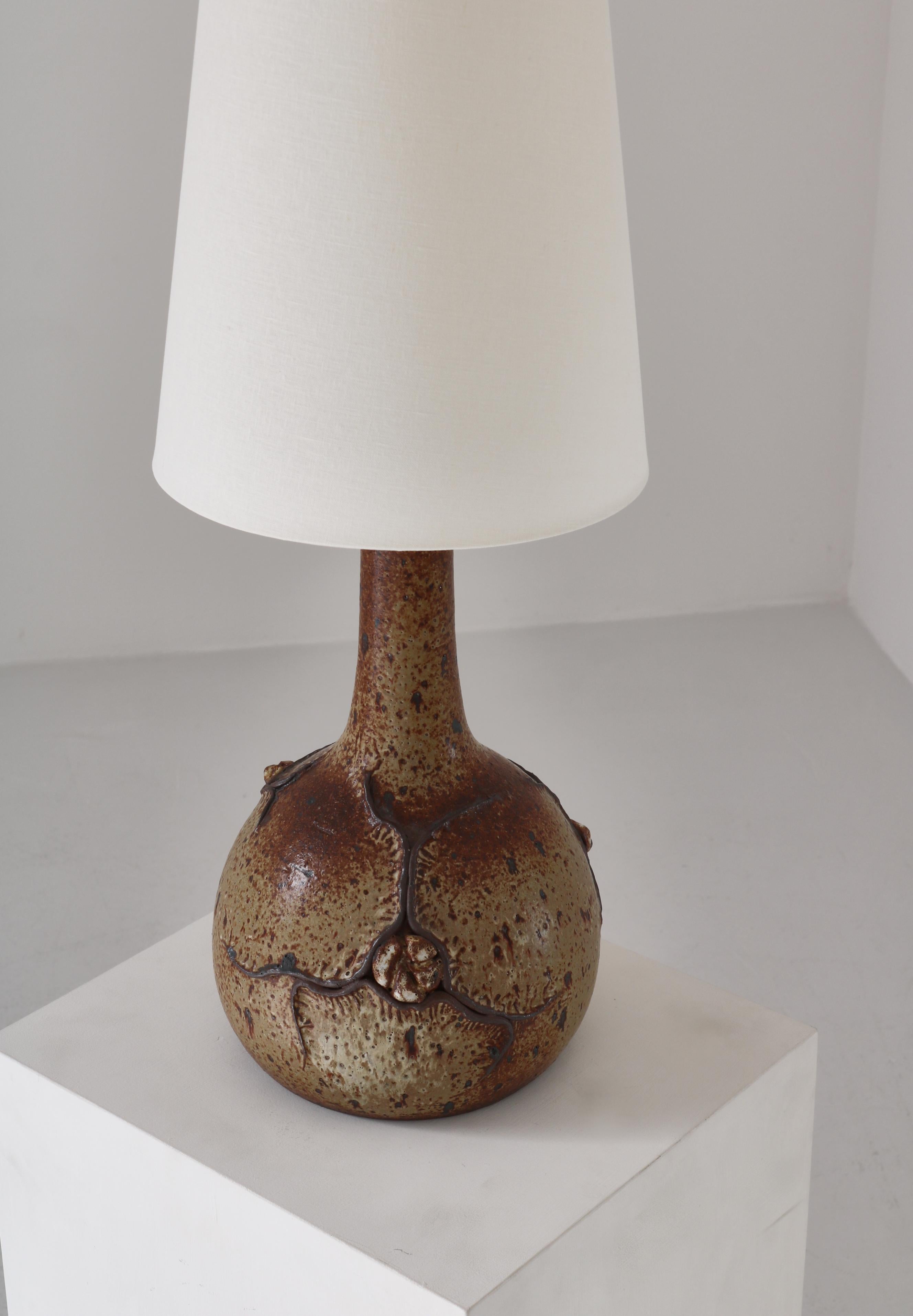 Large Danish Modern Ceramic Floor Lamp by Still Keramik Earth Color's, 1960s In Good Condition For Sale In Odense, DK