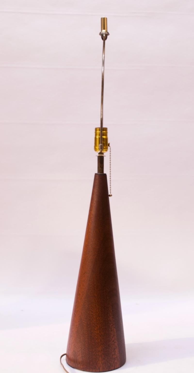 Mid-20th Century Large Danish Modern Conical Teak Table Lamp