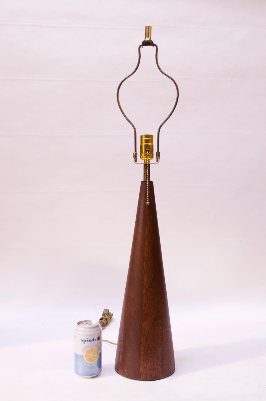 Large Danish Modern Conical Teak Table Lamp 1