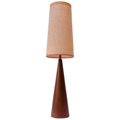 Large Danish Modern Conical Teak Table Lamp