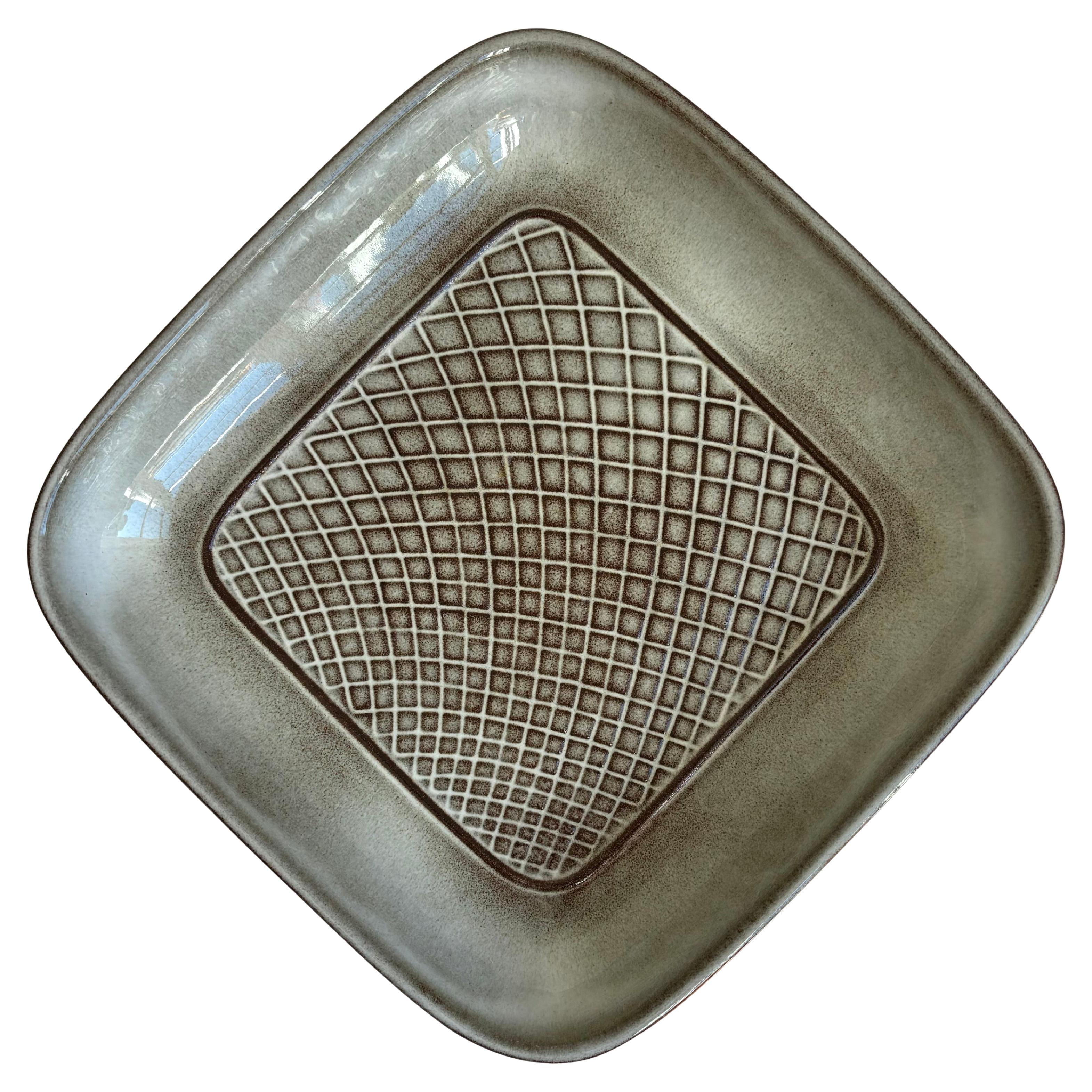 Grand plat danois moderne en céramique grise pour Søholm, années 1960