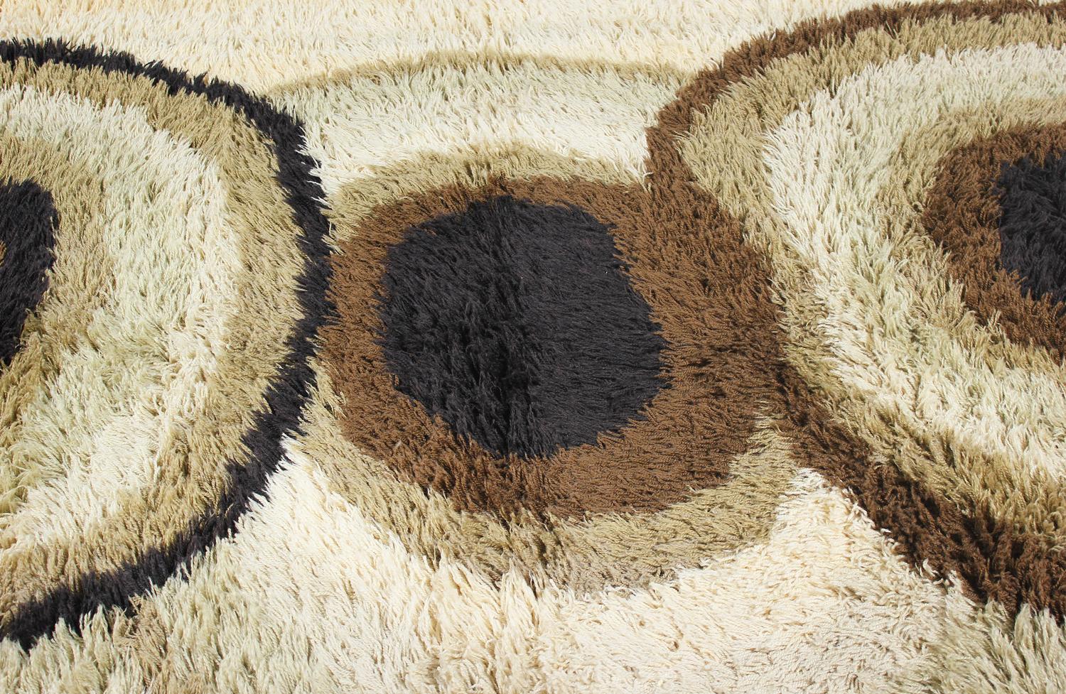 Large Danish Modern Hand-Knotted Wool Rug by Rya In Excellent Condition In Los Angeles, CA