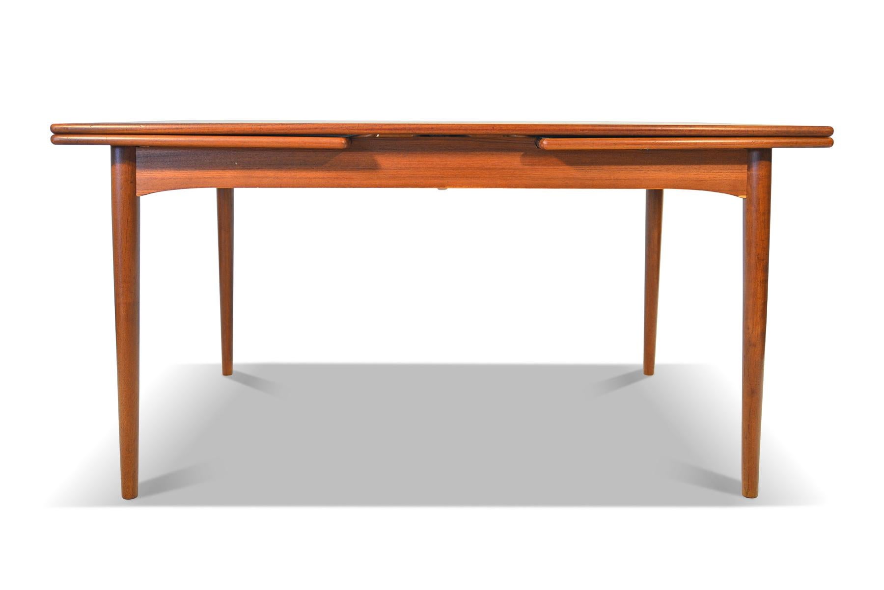 Scandinavian Modern Large Danish Modern Rectangular Draw Leaf Dining Table in Teak