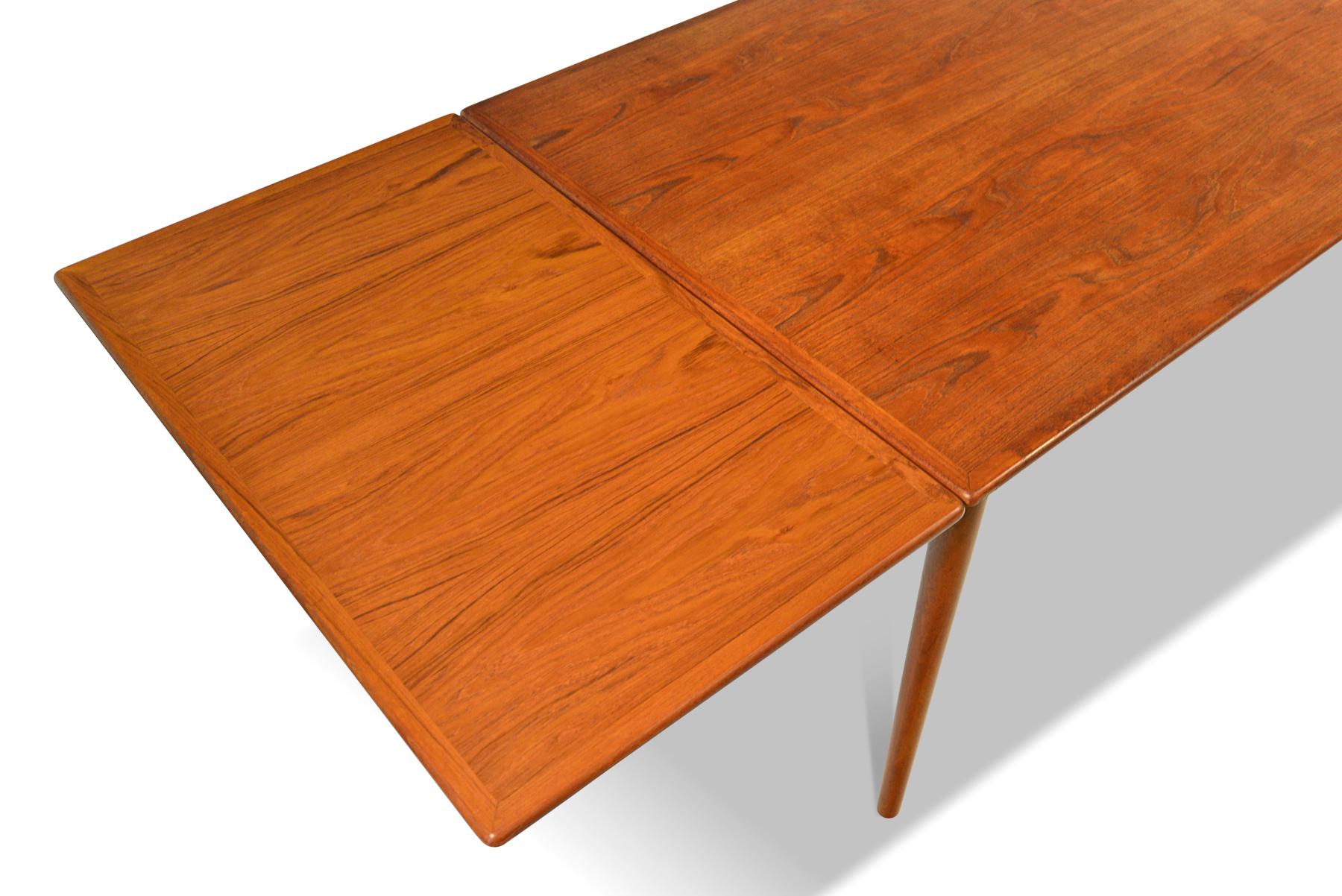 20th Century Large Danish Modern Rectangular Draw Leaf Dining Table in Teak