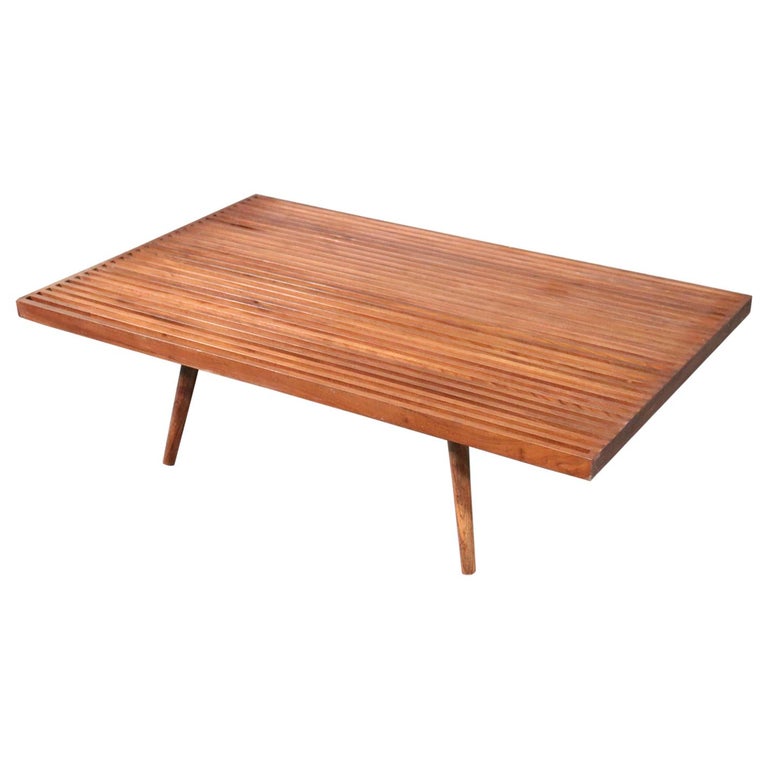 Large Danish Modern Slat Style Teak MidCentury Modern Coffee Table