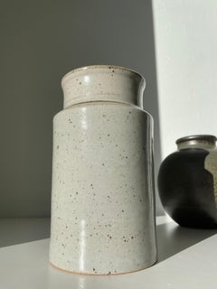 T.B. Jespersen Danish Modern Large Gray Hand-thrown Ceramic Cylinder Vase, 1960s