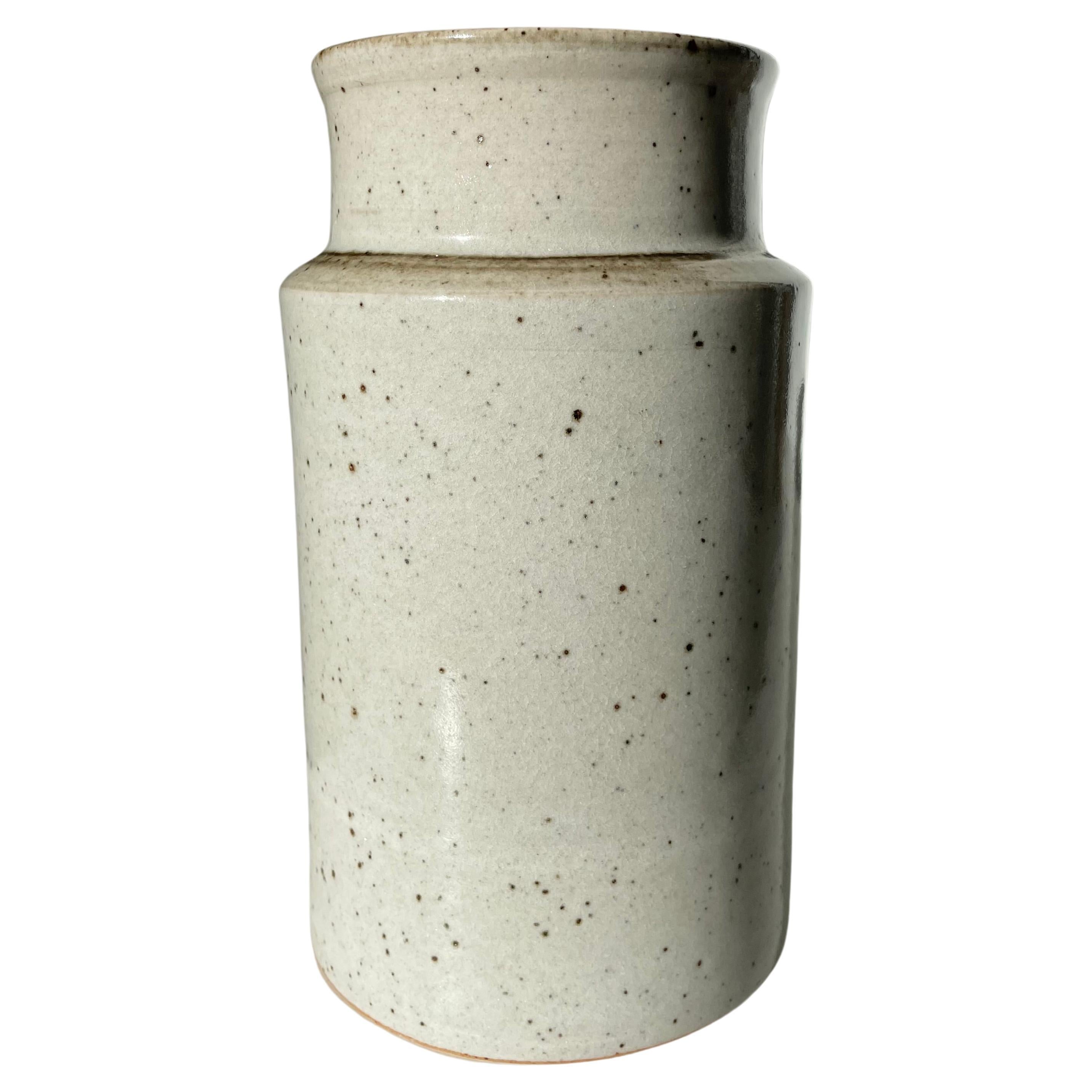 Jespersen Danish Modern Large Gray Hand-thrown Ceramic Cylinder Vase, 1960s For Sale