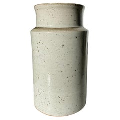 Jespersen Danish Modern Large Gray Hand-thrown Ceramic Cylinder Vase, 1960s
