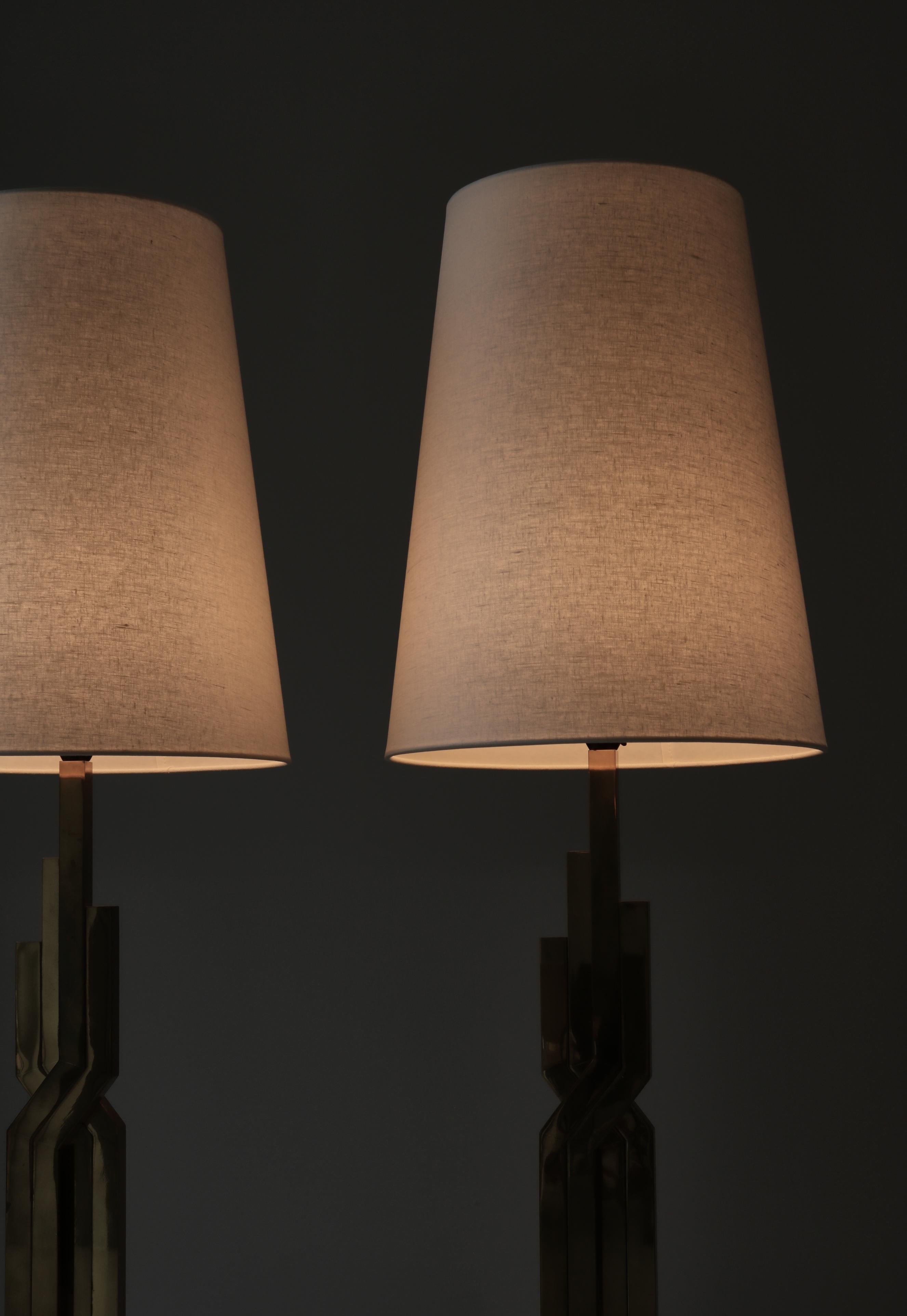 Large Danish Modern Table Lamps in Brass by Svend Aage Holm-Sørensen, 1960s For Sale 9