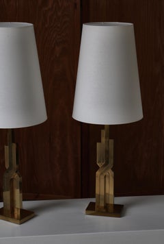 Large Danish Modern Table Lamps in Brass by Svend Aage Holm-Sørensen, 1960s