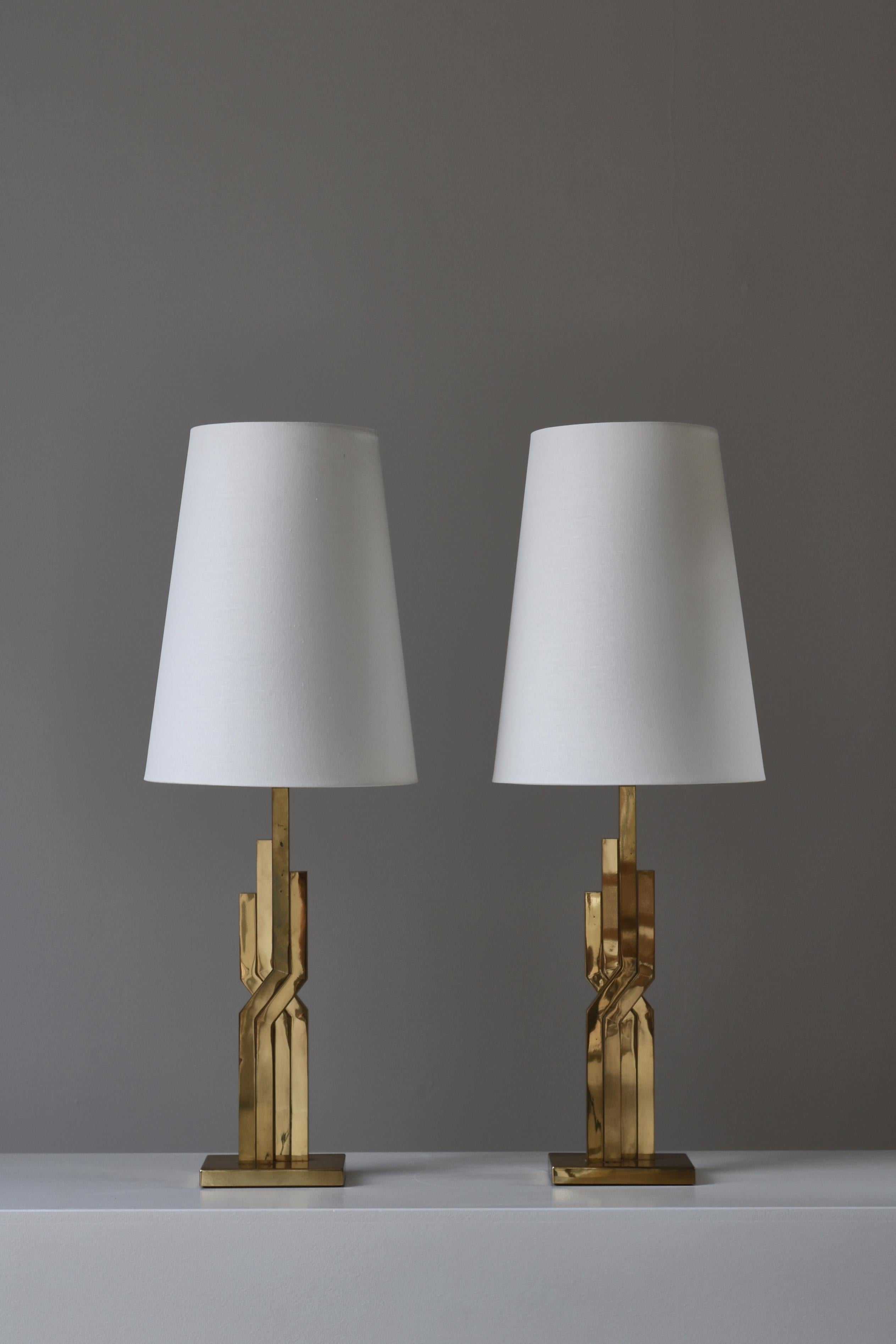 Scandinavian Modern Large Danish Modern Table Lamps in Brass by Svend Aage Holm-Sørensen, 1960s For Sale
