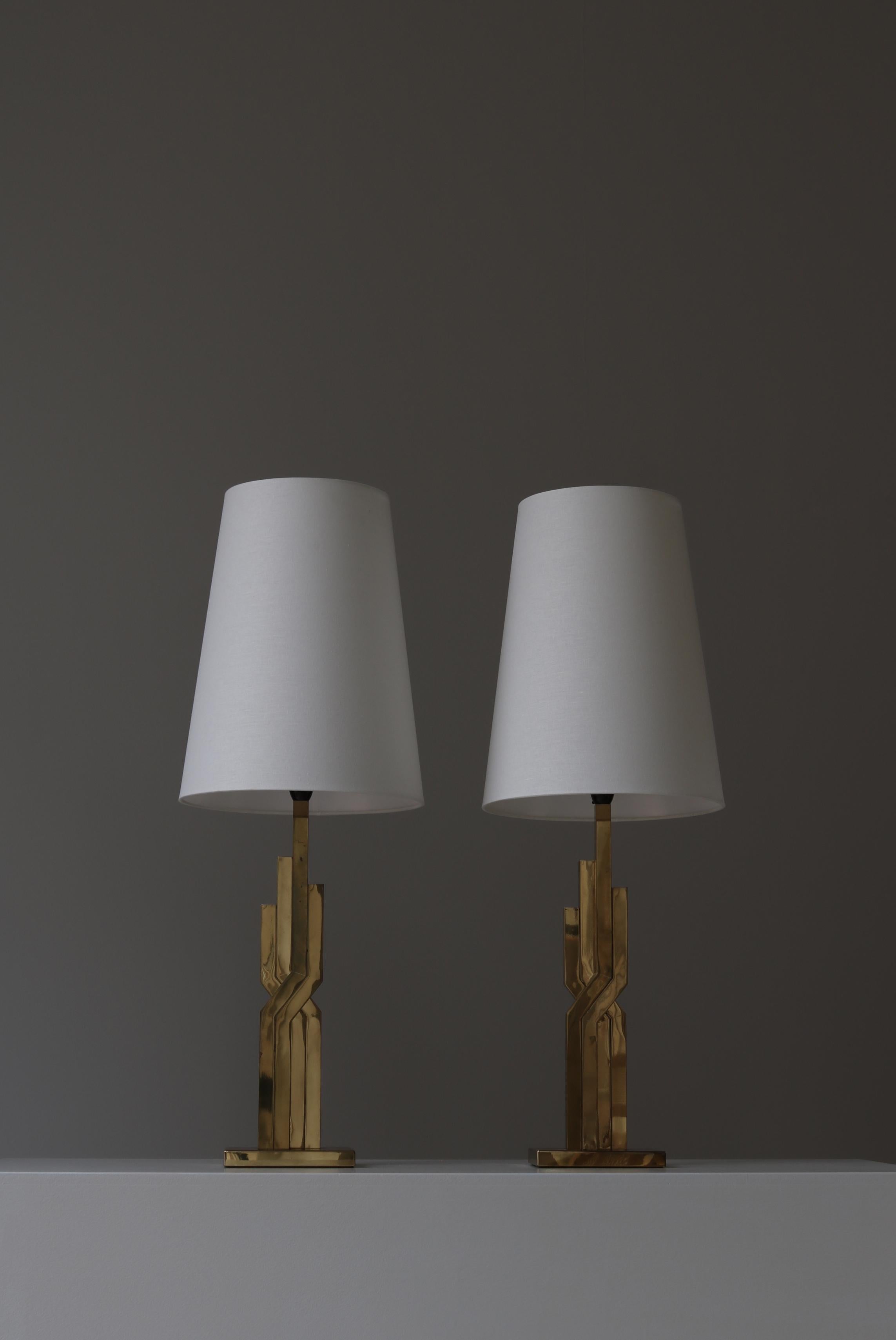 Large Danish Modern Table Lamps in Brass by Svend Aage Holm-Sørensen, 1960s For Sale 4