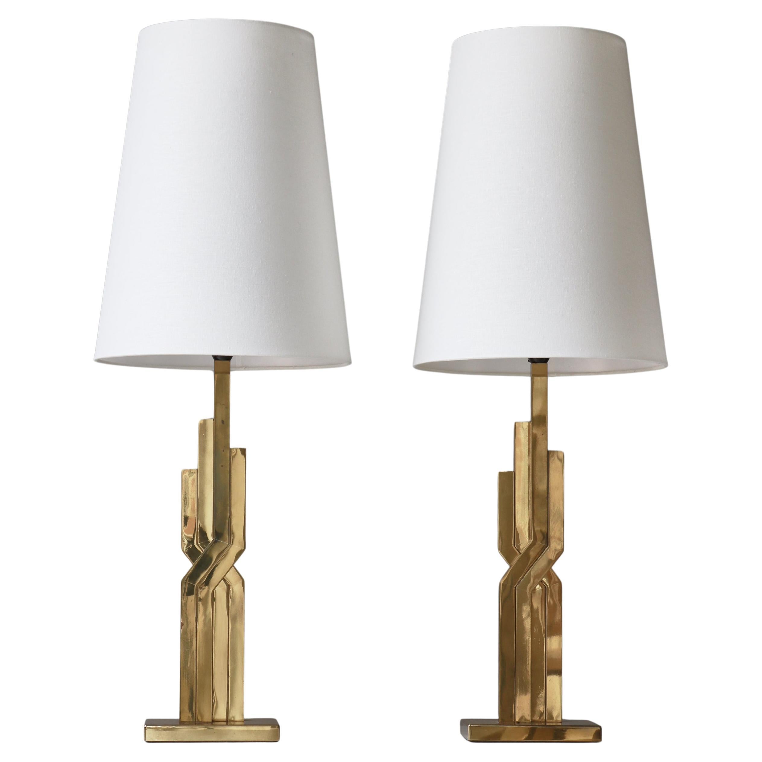 Large Danish Modern Table Lamps in Brass by Svend Aage Holm-Sørensen, 1960s For Sale