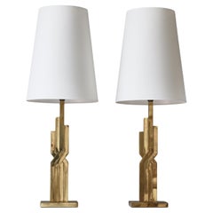 Retro Large Danish Modern Table Lamps in Brass by Svend Aage Holm-Sørensen, 1960s