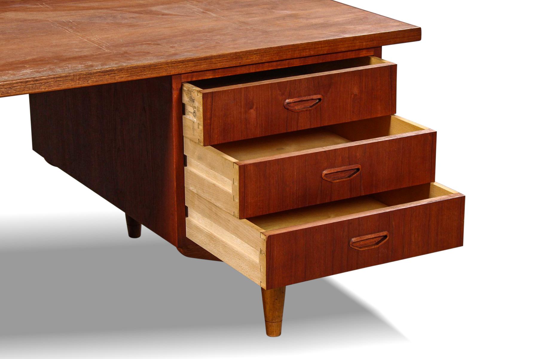 Mid-Century Modern Large Danish Modern Teak + Oak Partners Desk For Sale