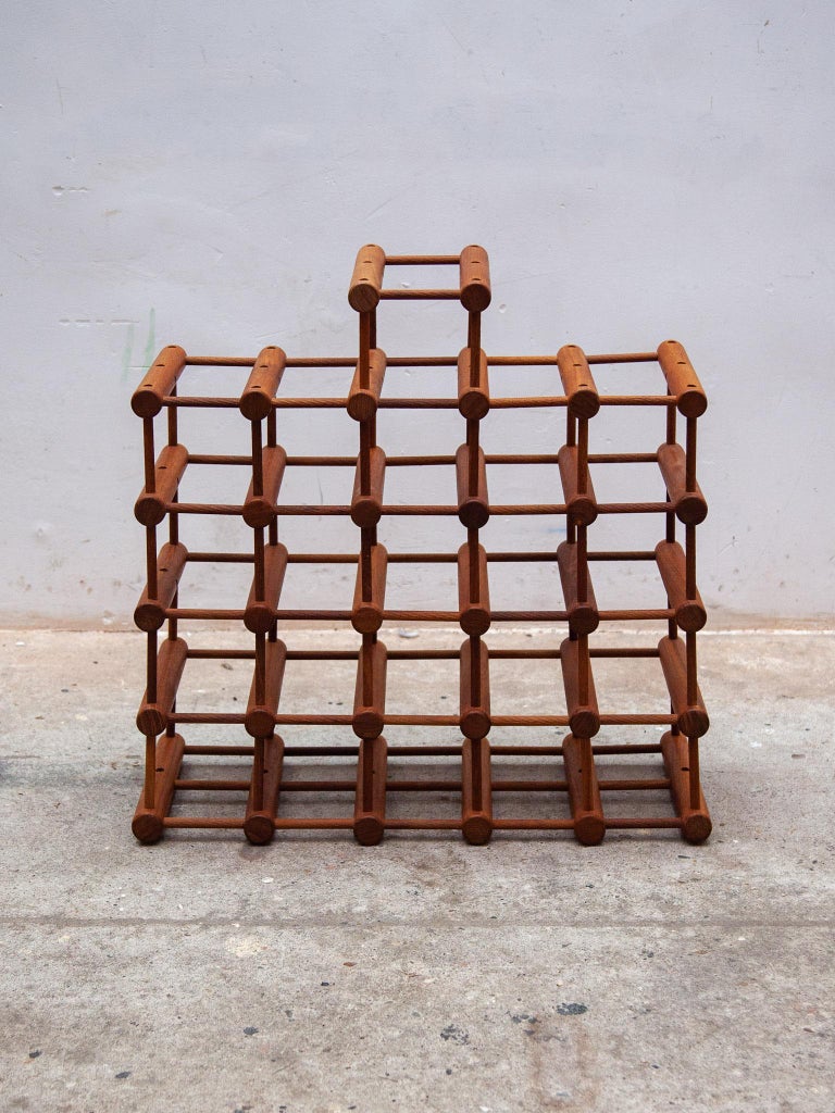Large Danish Modern Teak Wine Rack Holder by Nissen Langaa, Denmark For