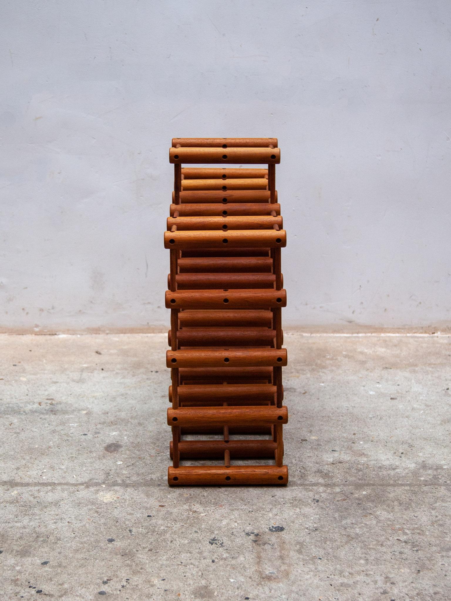 Hand-Crafted Large Danish Modern Teak Wine Rack Holder by Nissen Langaa, Denmark For Sale