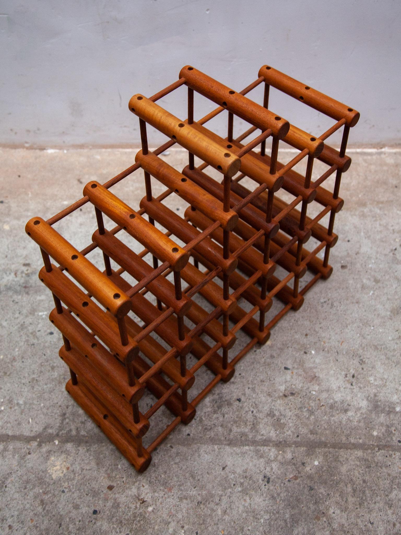 Large Danish Modern Teak Wine Rack Holder by Nissen Langaa, Denmark For Sale 1