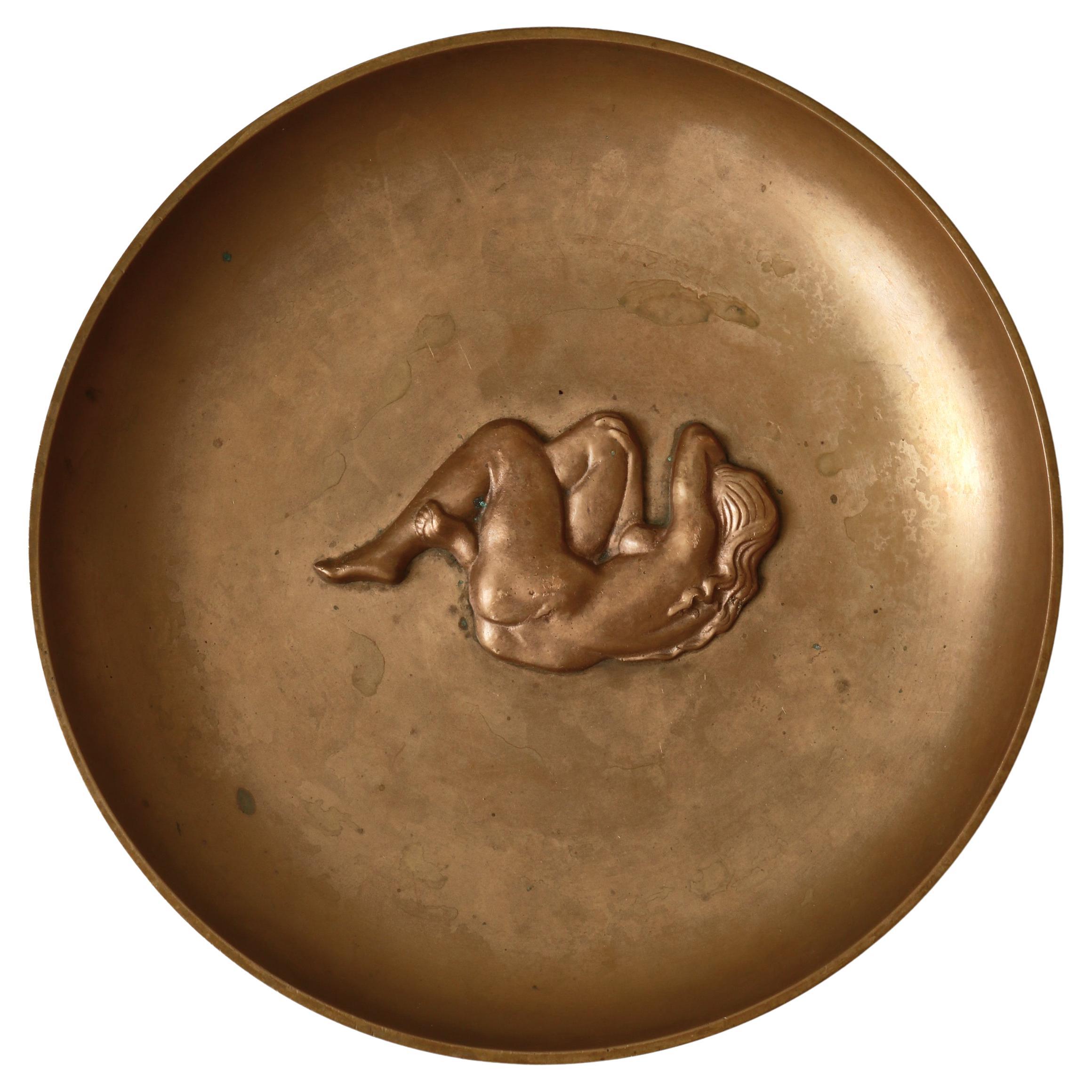 Großes dänisches modernes Tablett „Tinos“ aus patinierter Bronze, Art déco, 1930er Jahre im Angebot