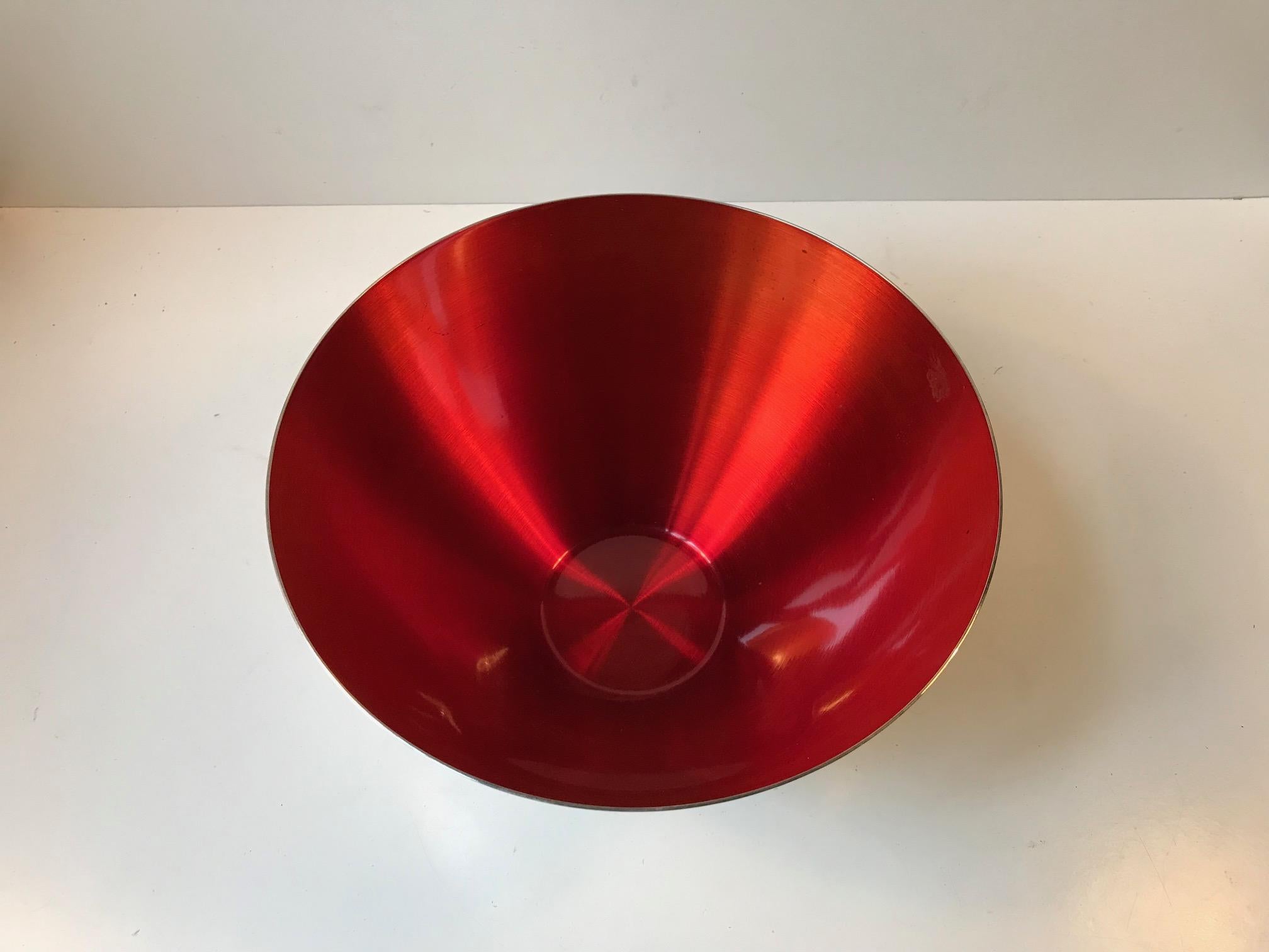 Large Danish Modernist Bowl in Silver Plate and Enamel by DGS, 1950s For Sale 1