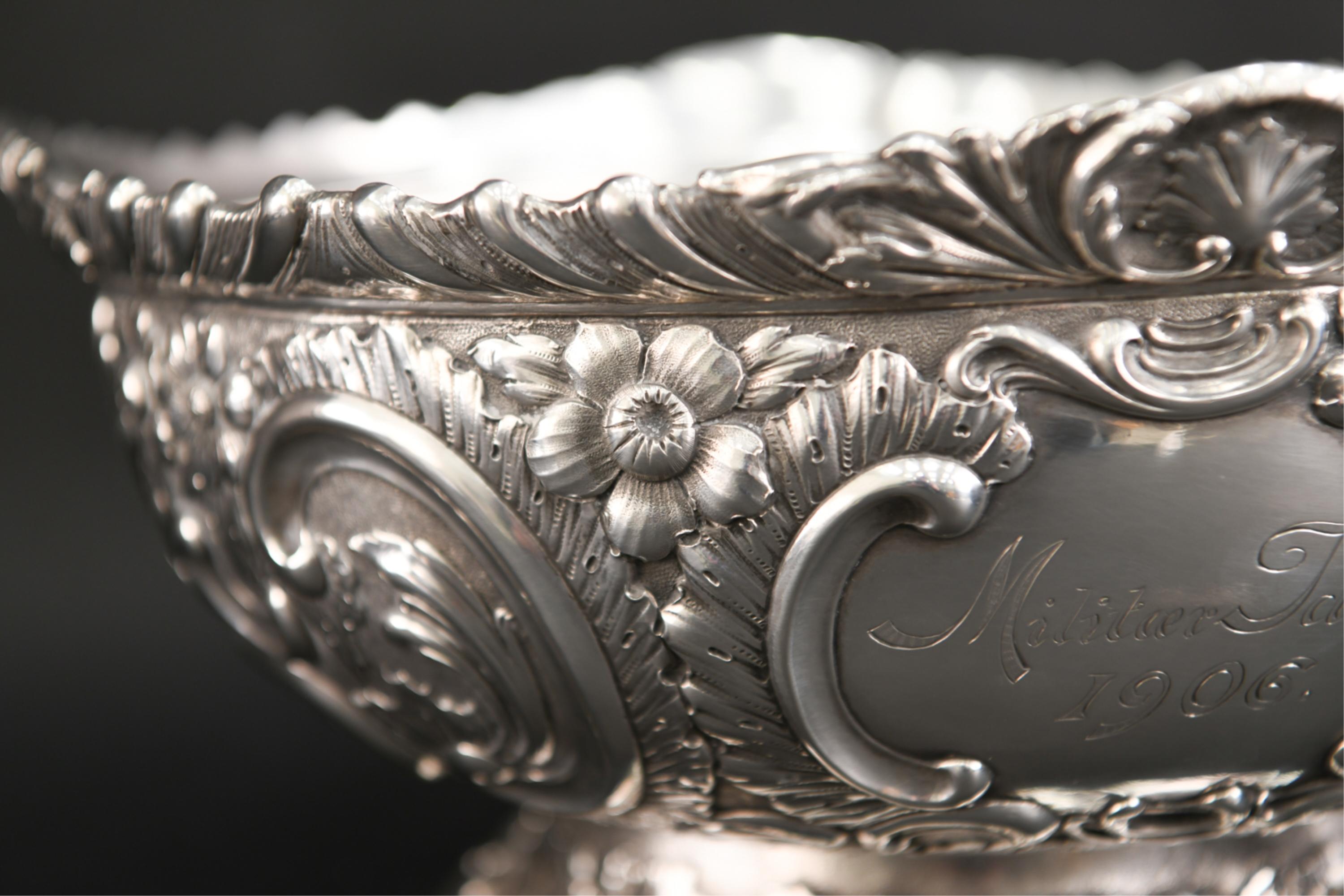 Grand bol danois en argent sterling repoussé 5