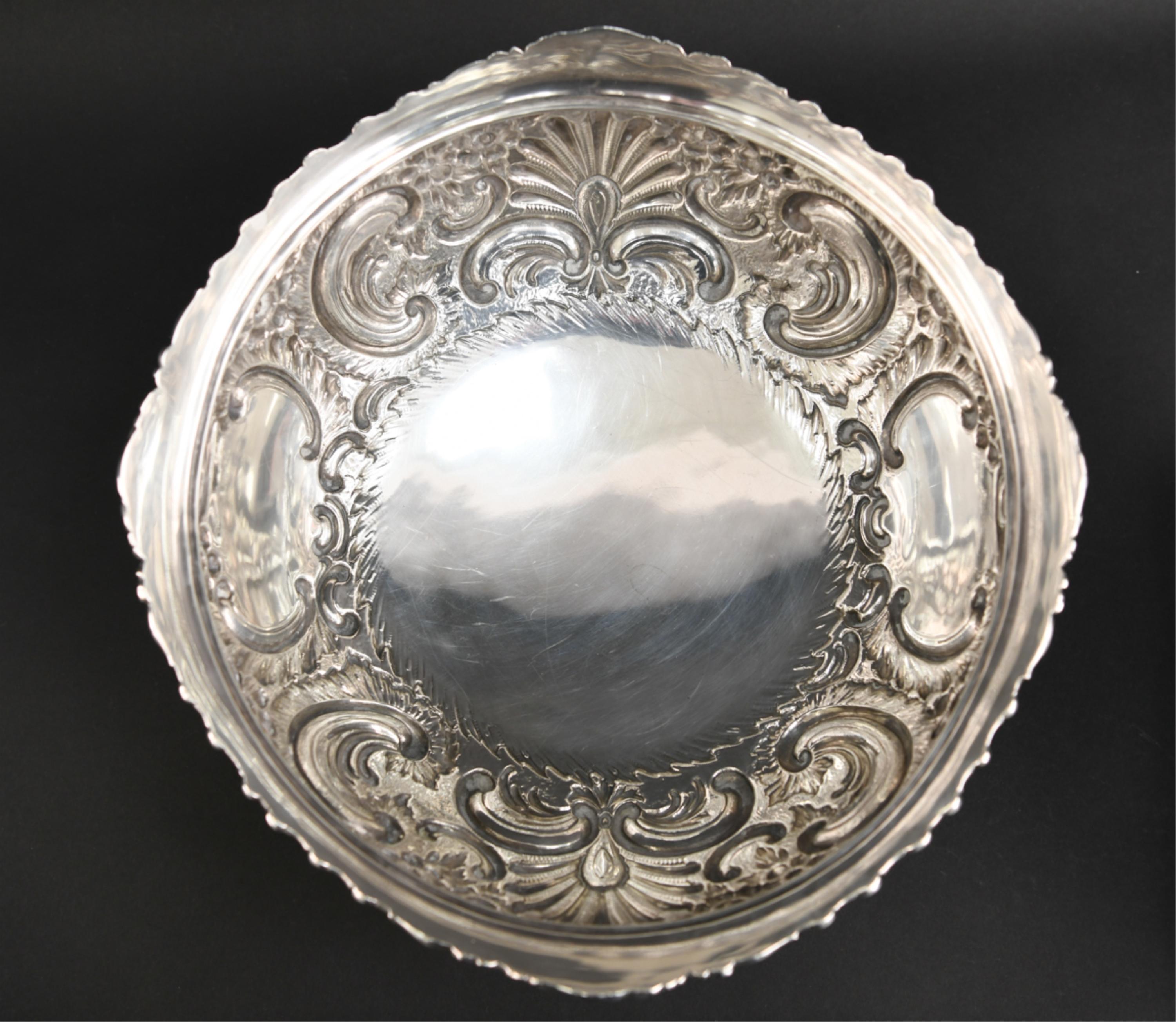 Large Danish Repousse Sterling Silver Bowl For Sale 6