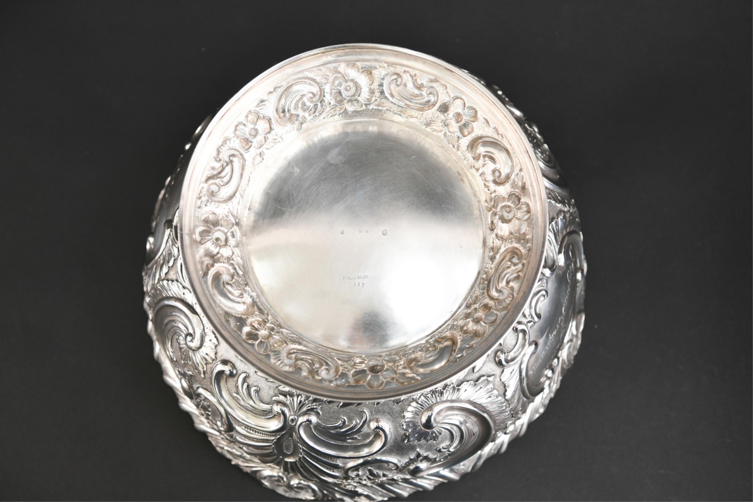 Large Danish Repousse Sterling Silver Bowl For Sale 9