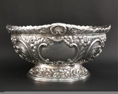 Large Danish Repousse Sterling Silver Bowl