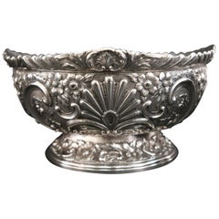 Antique Large Danish Repousse Sterling Silver Bowl