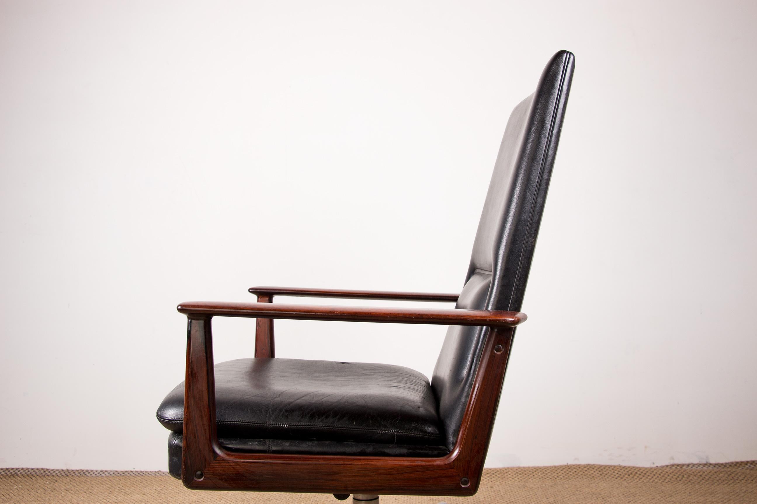 Large Danish Rio Rosewood & Leather Model 419 Desk Chair by Arne Vodder Sibast 7
